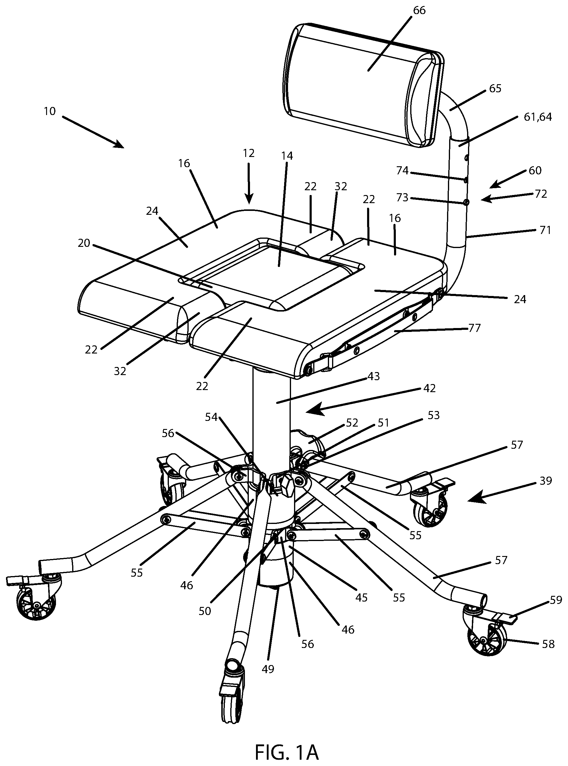 Patent US12318015 Figure 1 – Lightweight collapsible stool