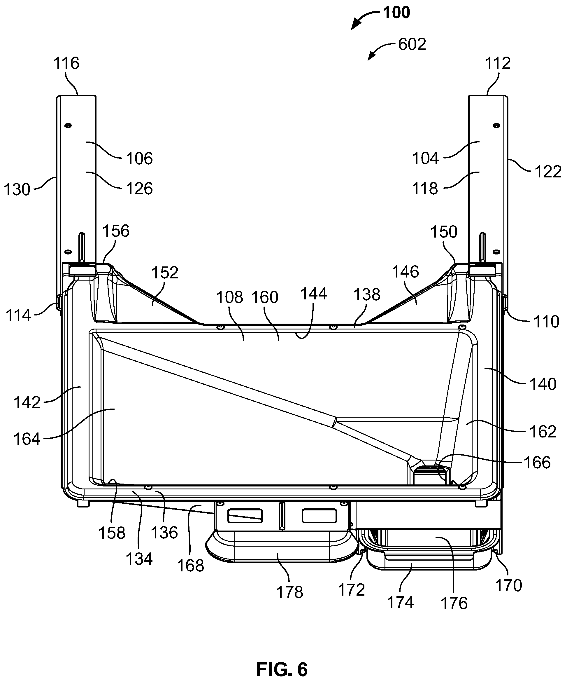 Patent US12318038 Figure 6 – Slidable waste management systems for cookboxes of grills