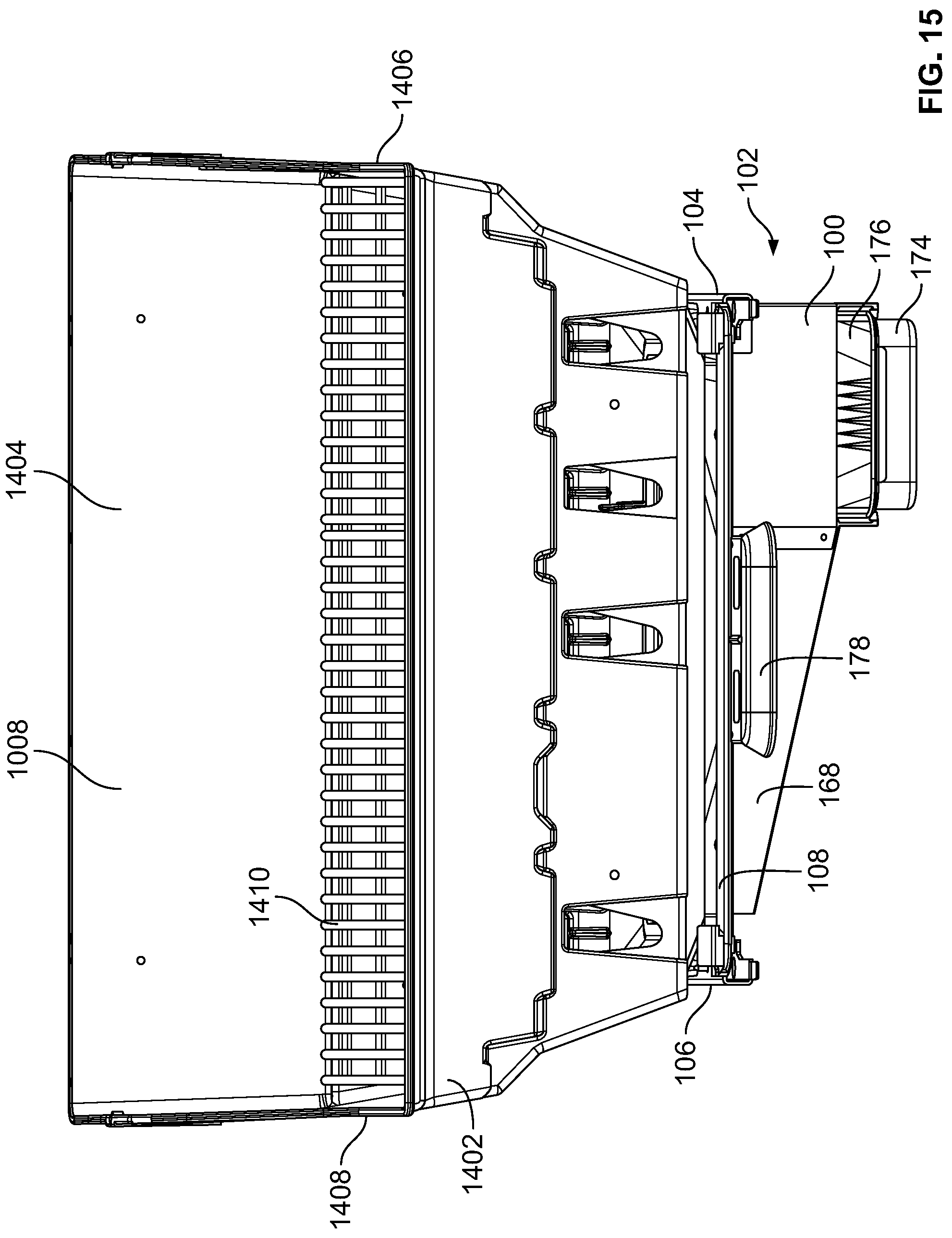 Patent US12318038 Figure 15 – Slidable waste management systems for cookboxes of grills