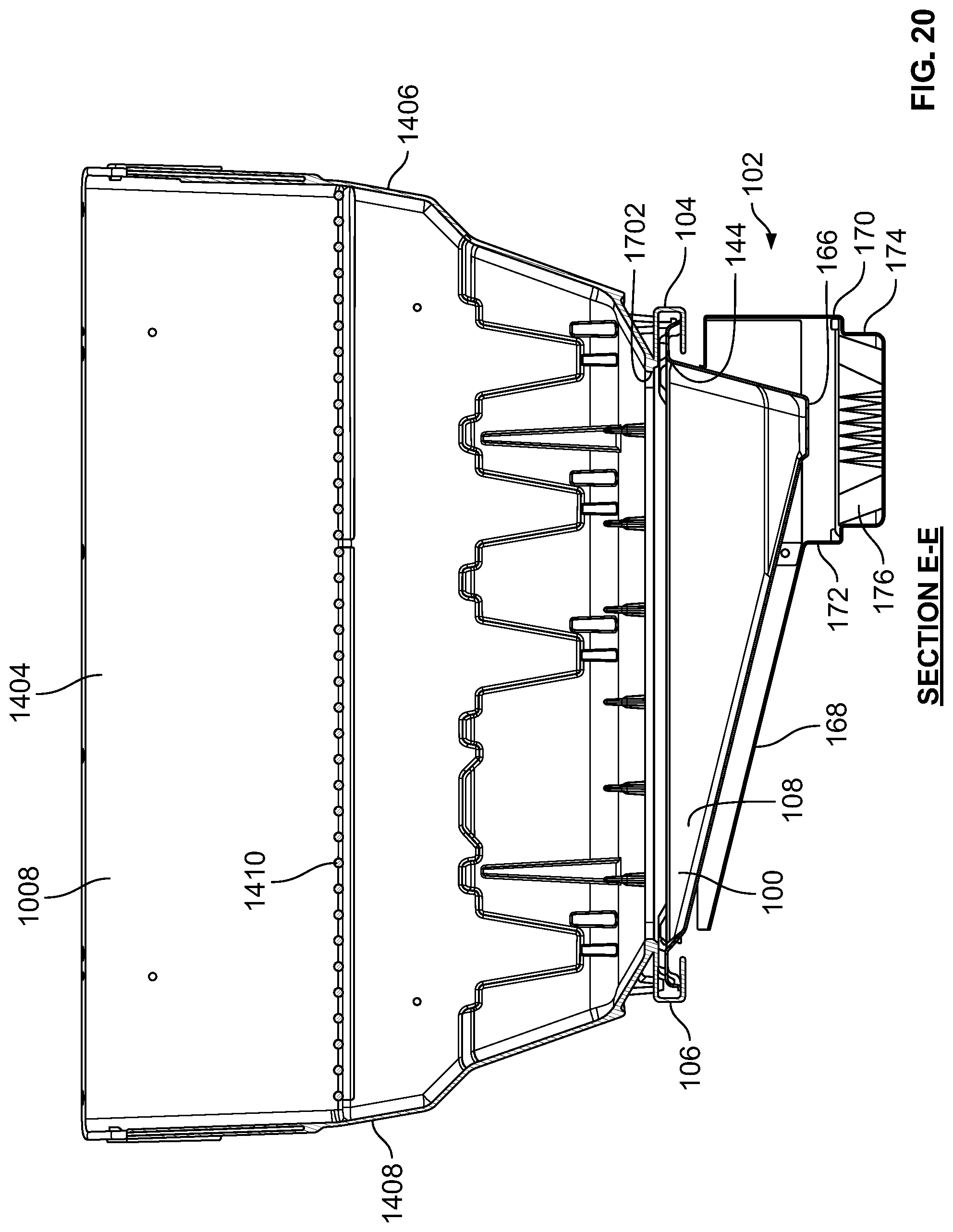 Patent US12318038 Figure 20 – Slidable waste management systems for cookboxes of grills