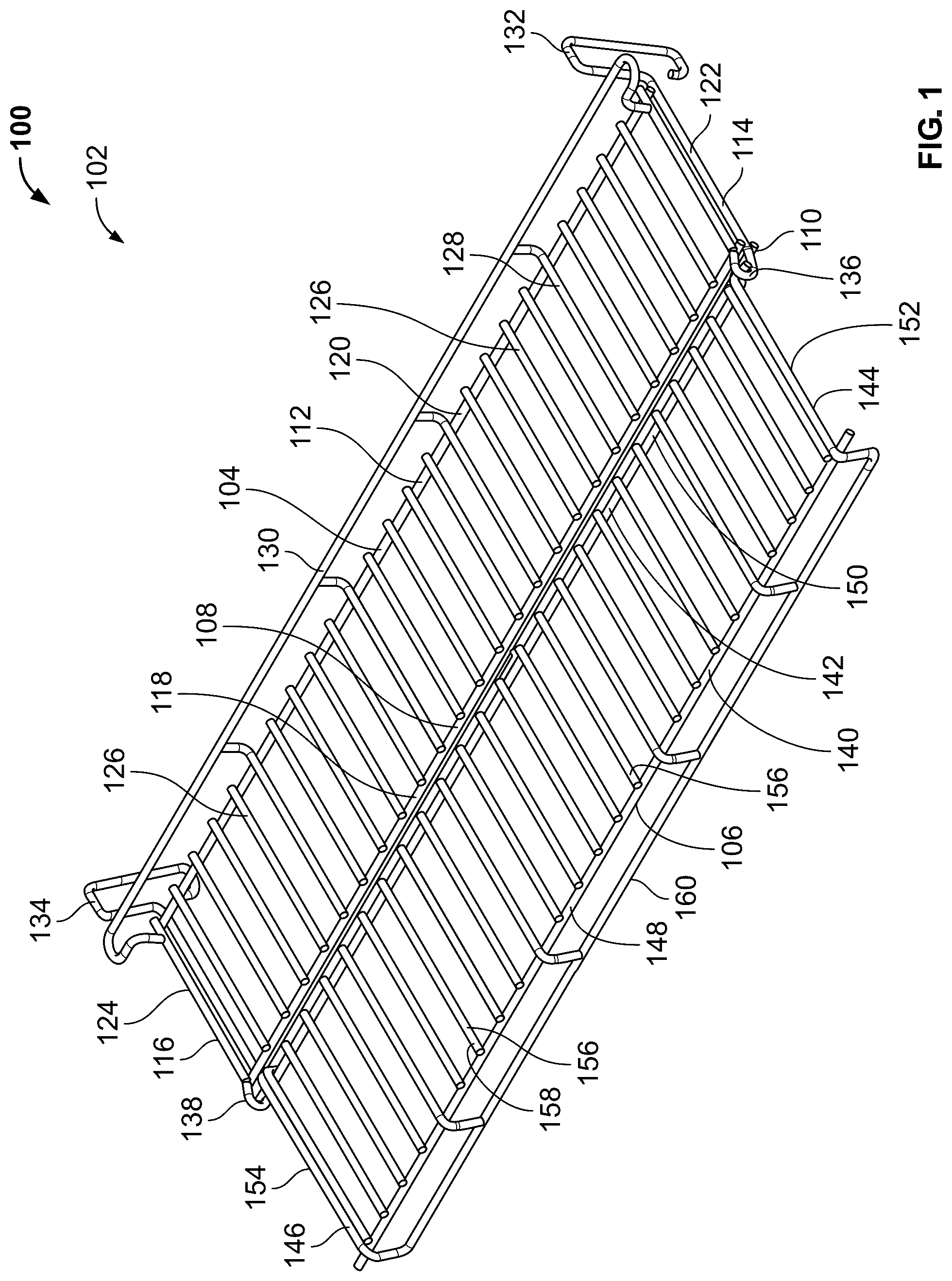 Patent US12318039 Figure 1 – Adjustable warming racks for cookboxes of grills