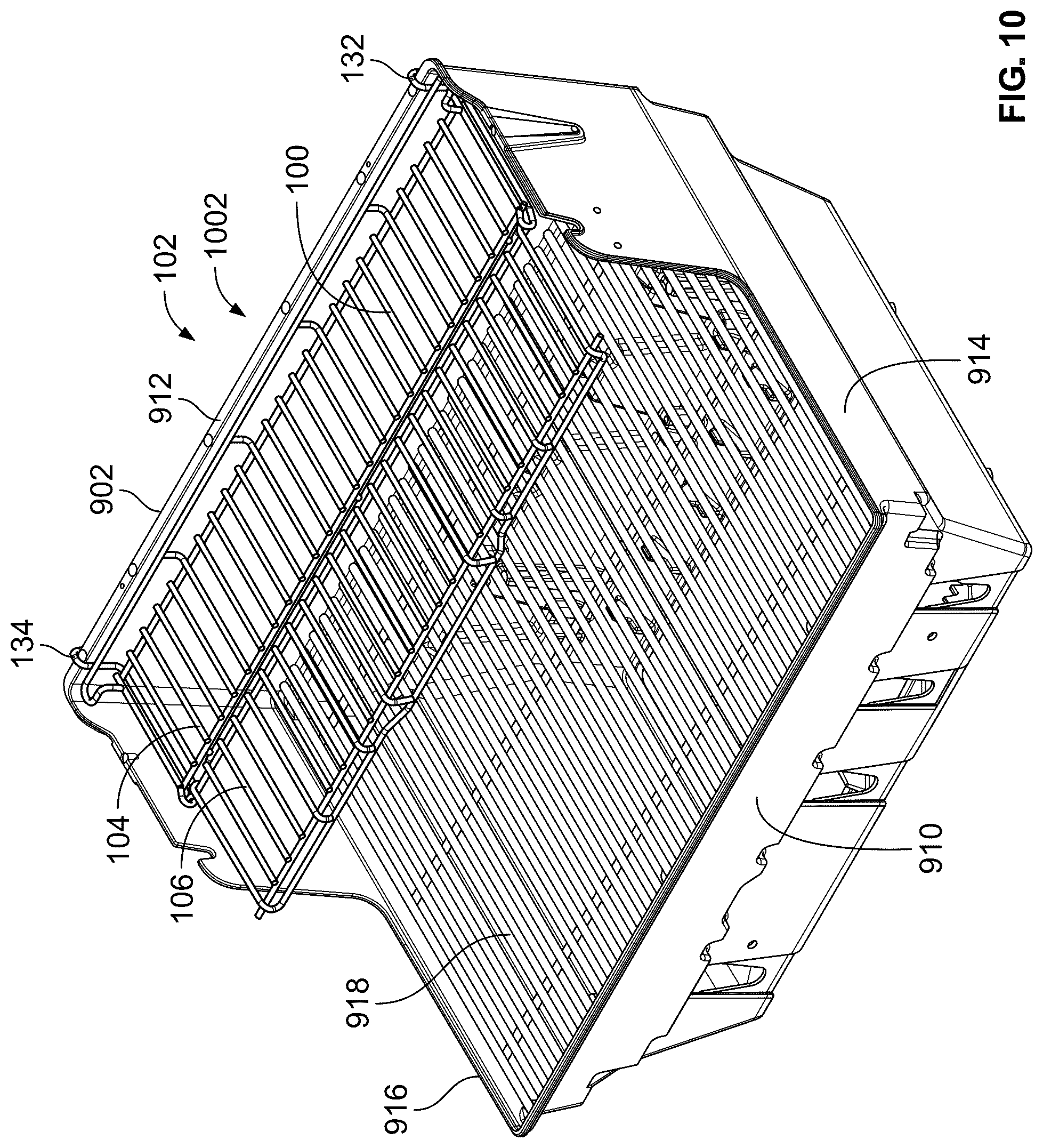 Patent US12318039 Figure 10 – Adjustable warming racks for cookboxes of grills