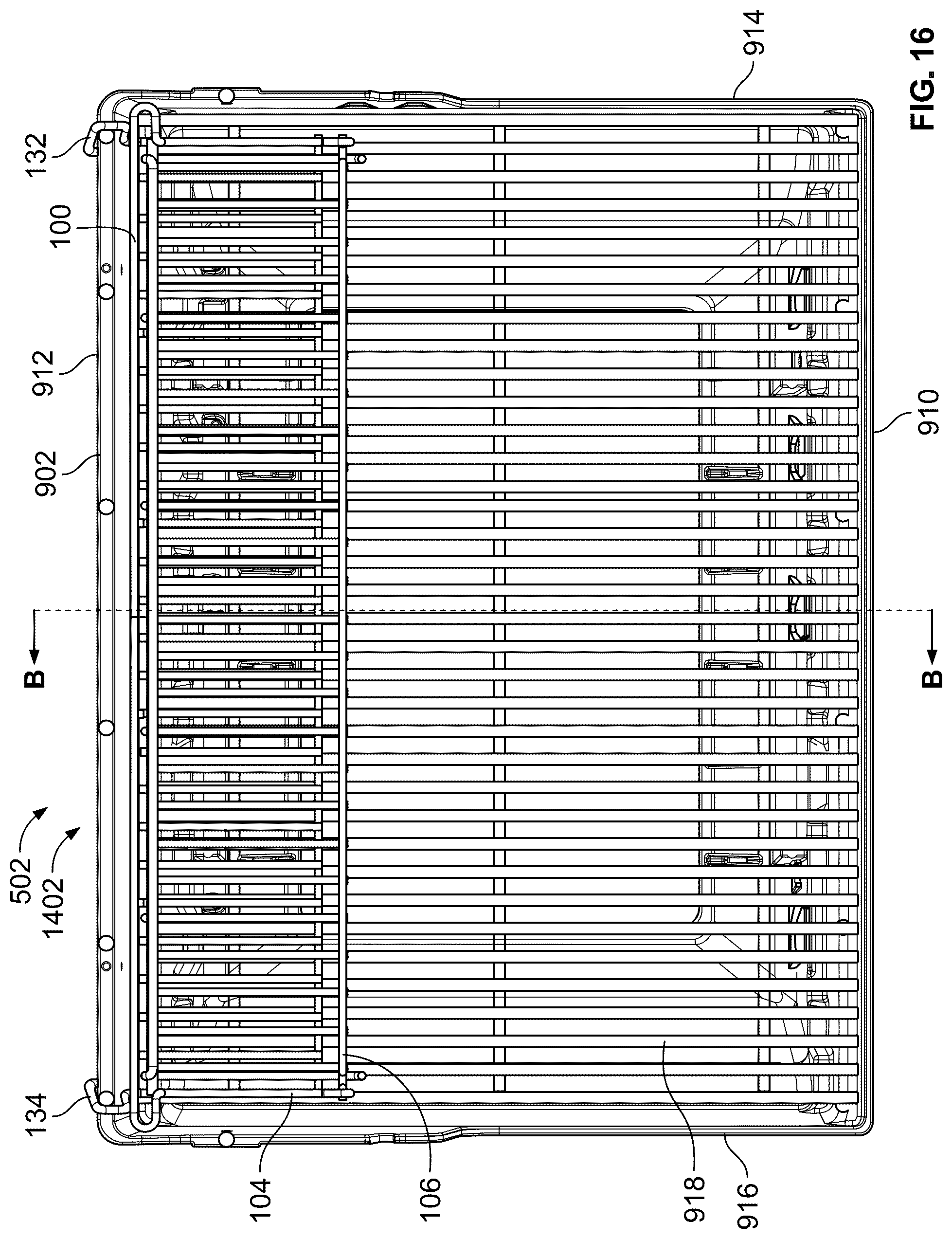 Patent US12318039 Figure 16 – Adjustable warming racks for cookboxes of grills