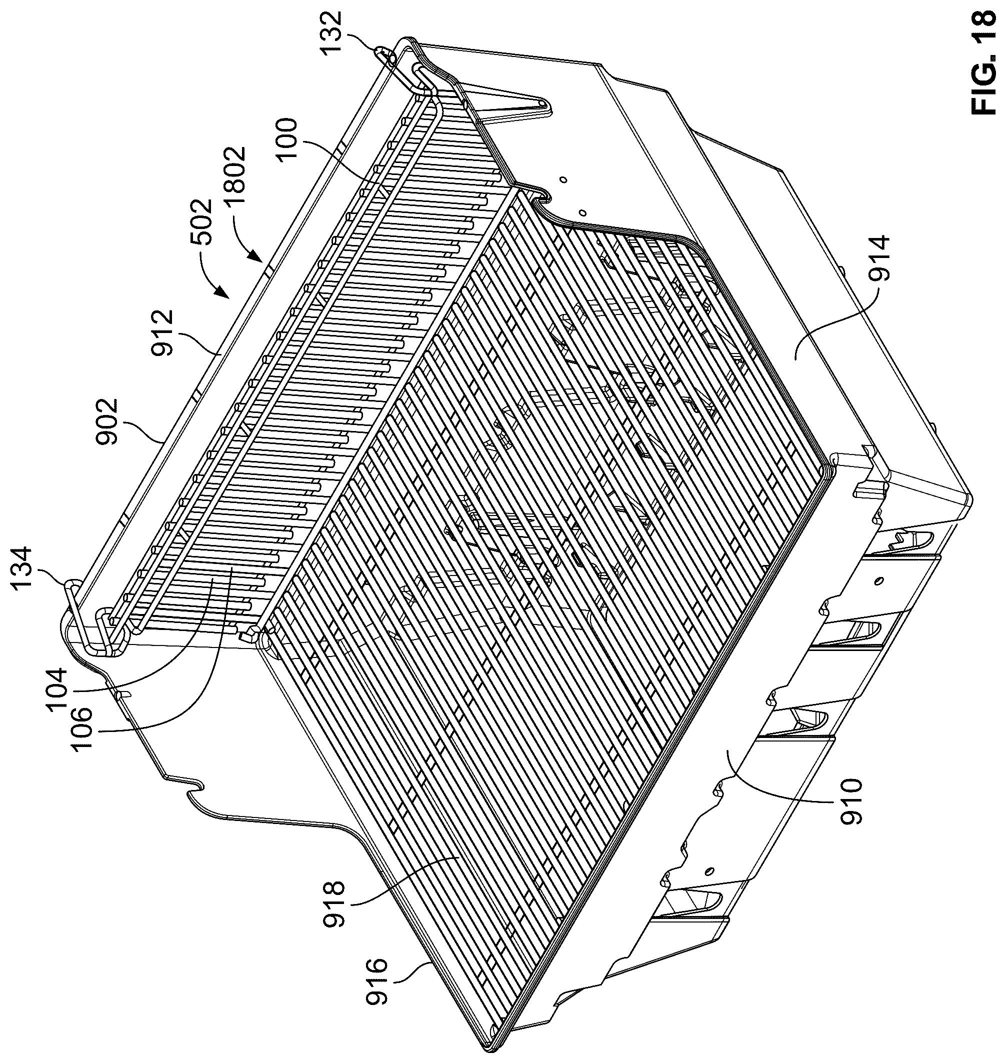Patent US12318039 Figure 18 – Adjustable warming racks for cookboxes of grills