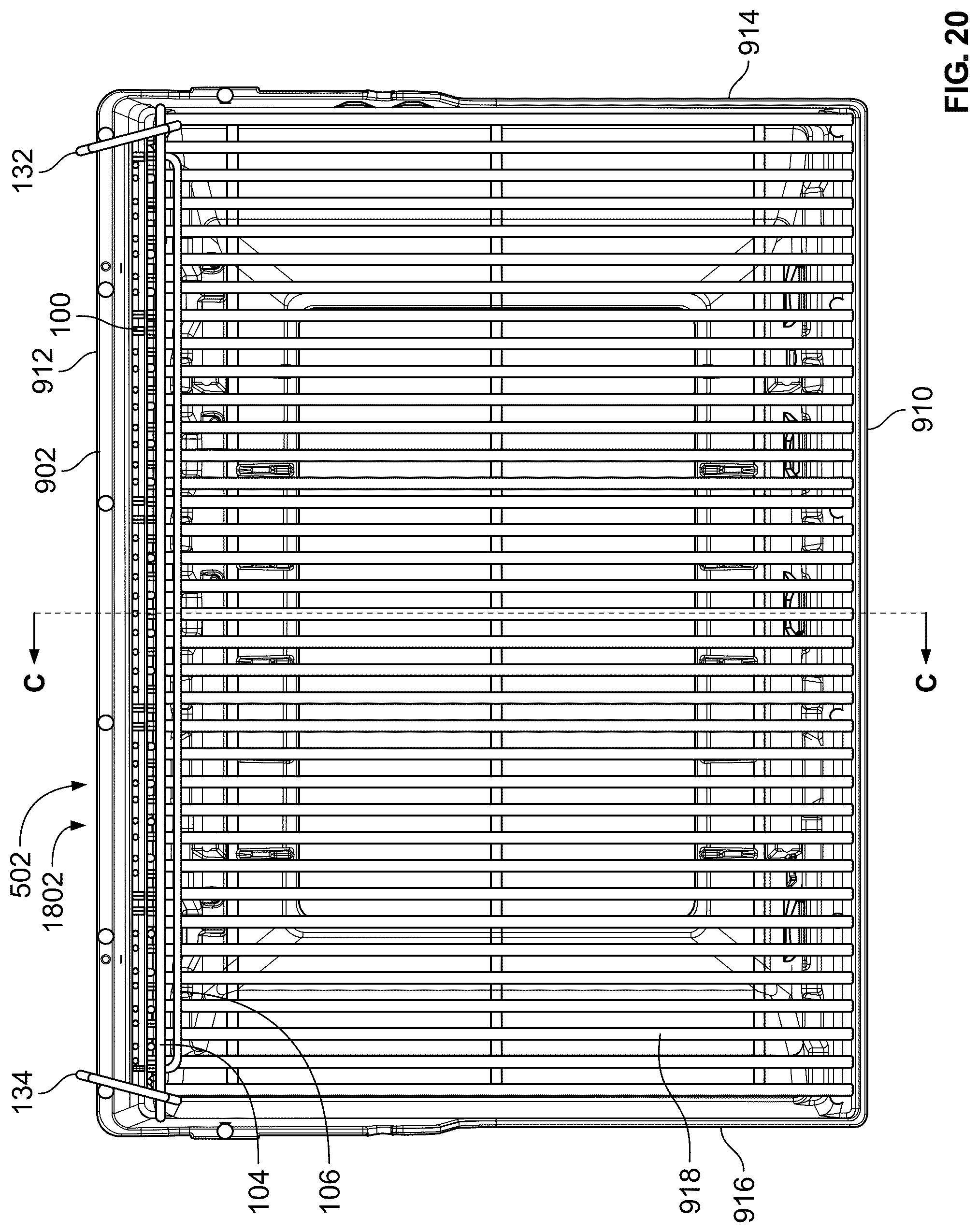 Patent US12318039 Figure 20 – Adjustable warming racks for cookboxes of grills