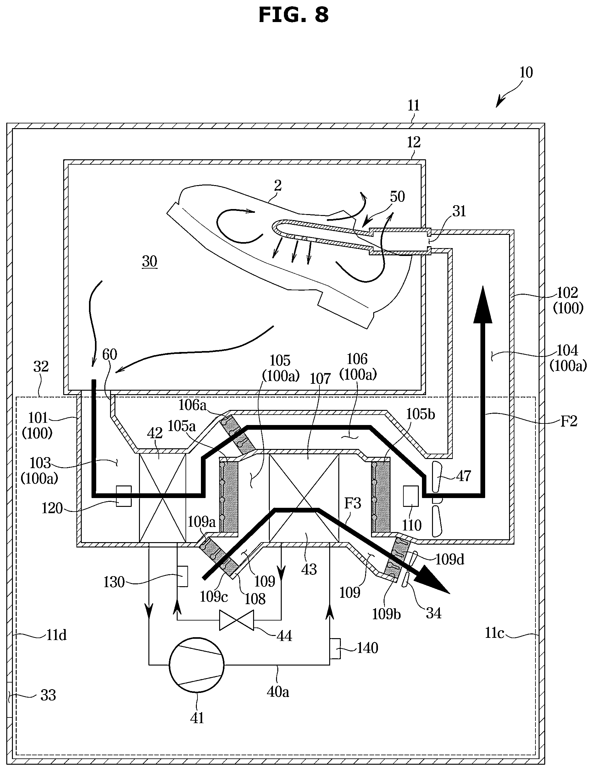 Patent US12318055 Figure 8 – Shoe care apparatus and method of controlling the same