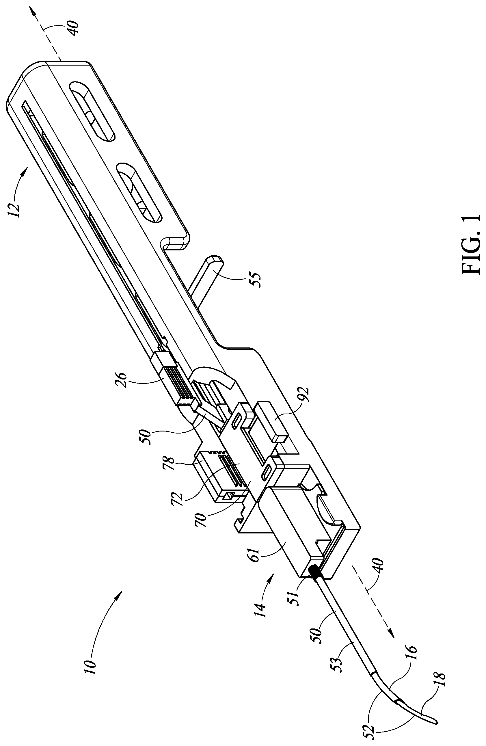 Patent US12318076 Figure 1 – Curved needle core biopsy system