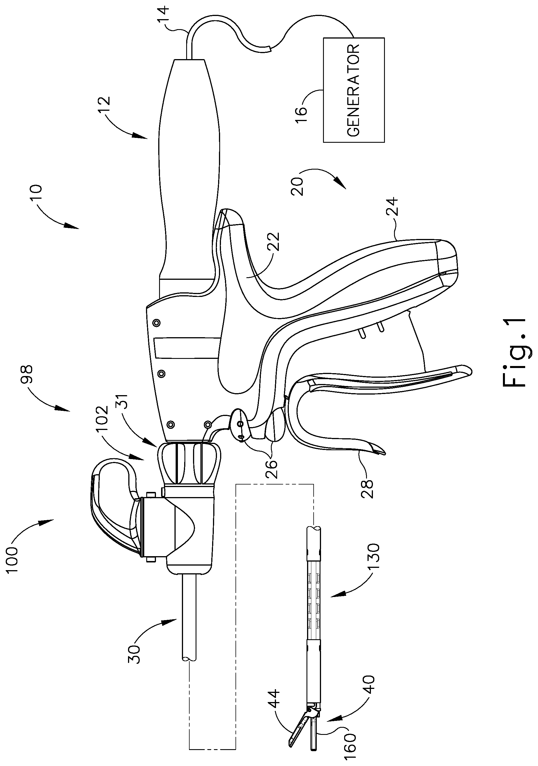 Patent US12318079 Figure 1 – Surgical instrument with locking articulation drive wheel