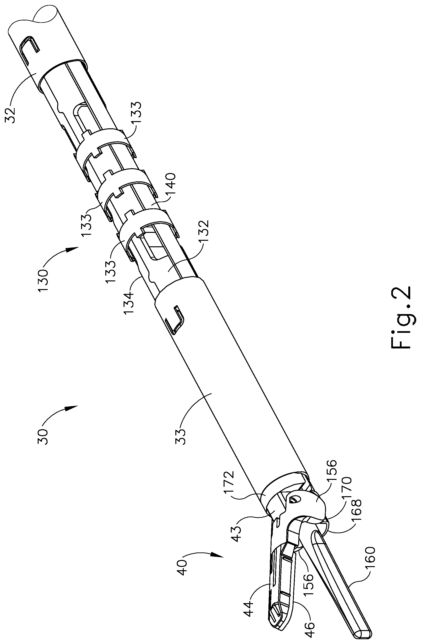 Patent US12318079 Figure 2 – Surgical instrument with locking articulation drive wheel