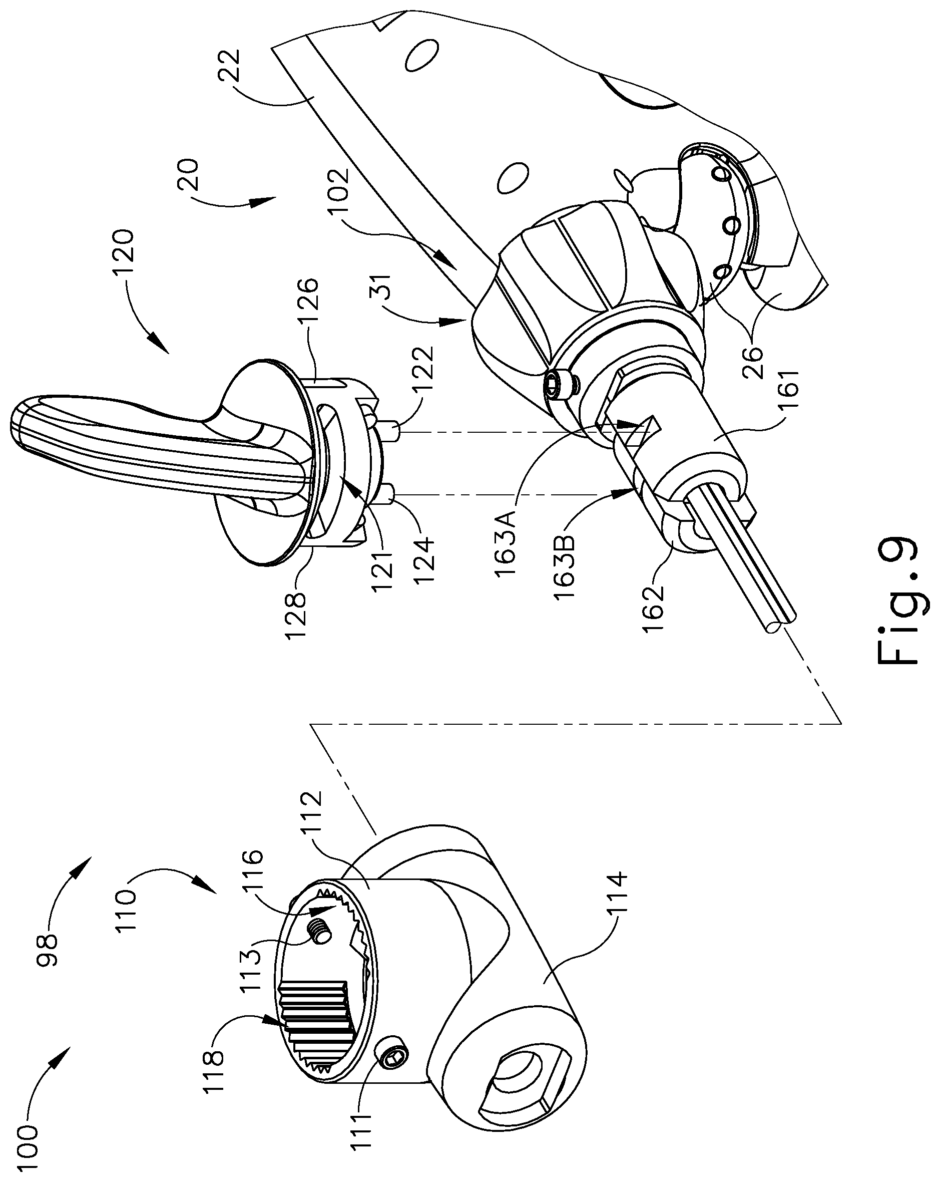Patent US12318079 Figure 7 – Surgical instrument with locking articulation drive wheel