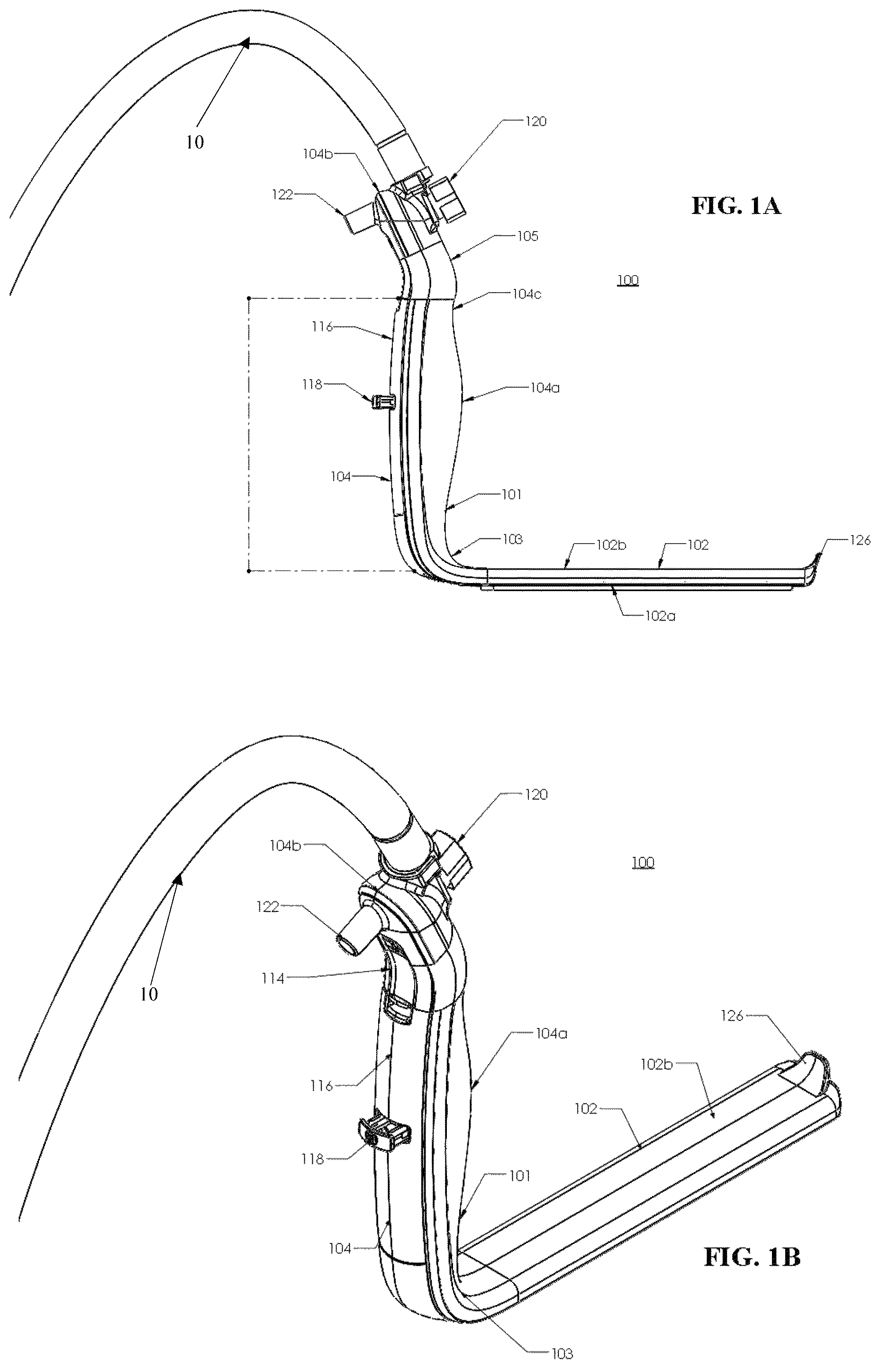 Patent US12318080 Figure 1 – Illuminated surgical retractor capable of hand-held operation and of being mounted to a fixed frame