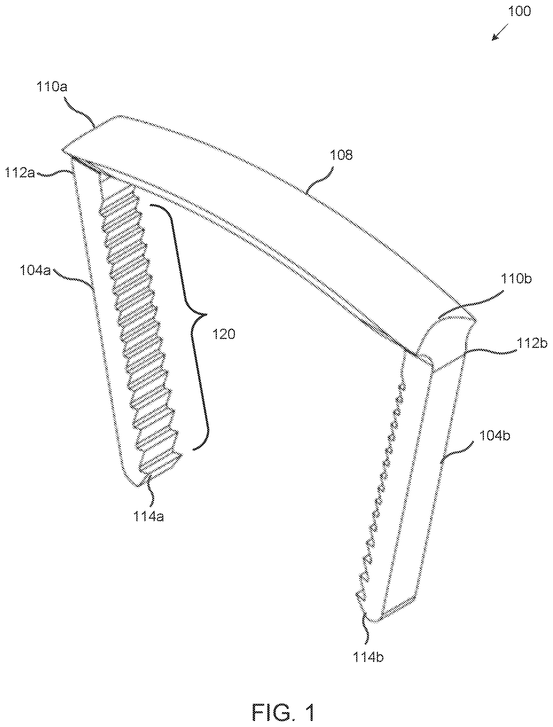 Patent US12318086 Figure 1 – Low profile staple and methods for using same