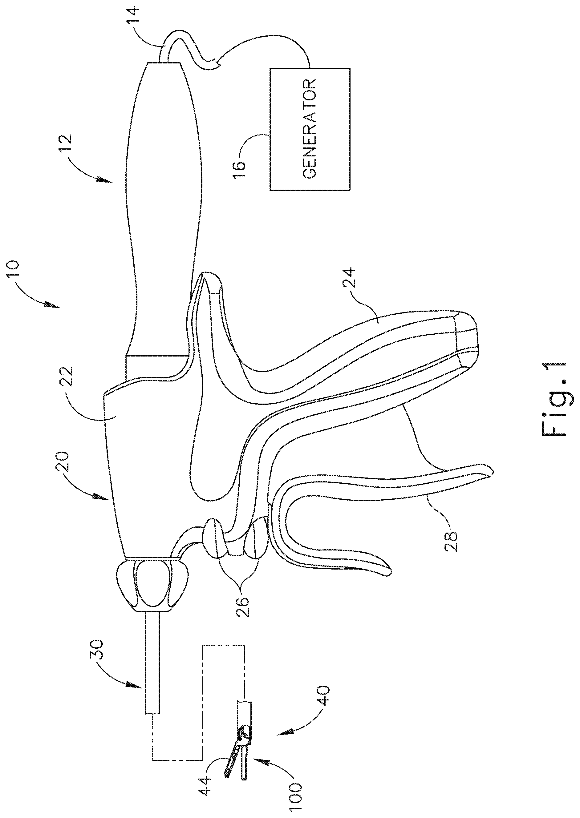 Patent US12318107 Figure 1 – Handpiece and blade configurations for ultrasonic surgical instrument