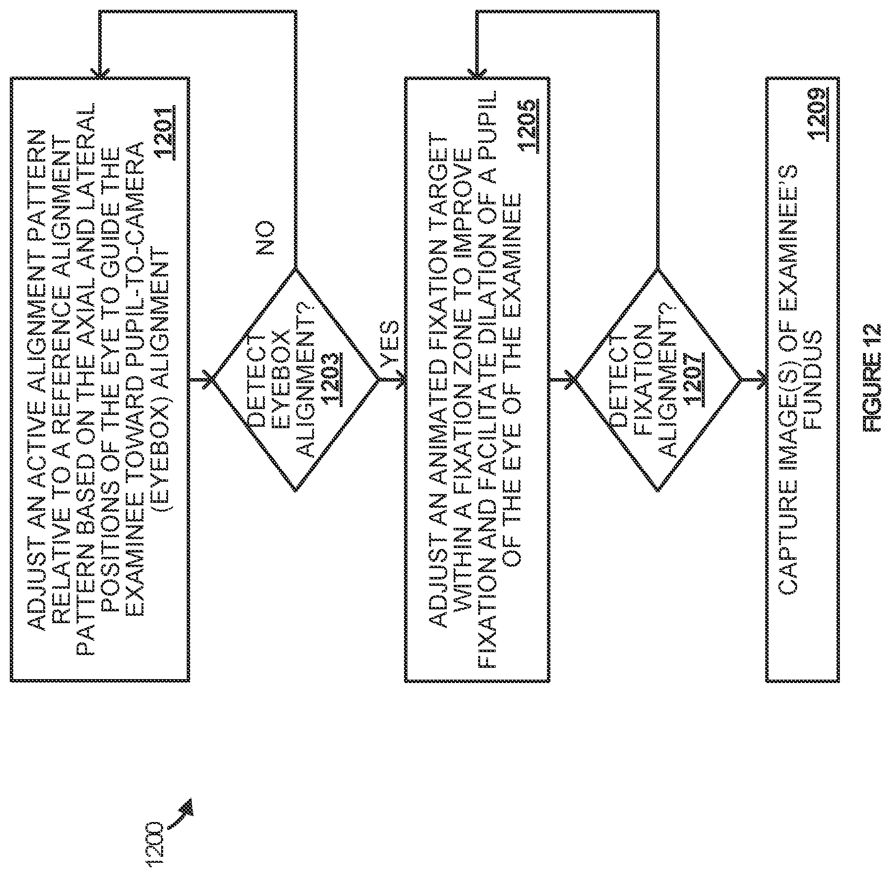 Patent US12318142 Figure 13 – Active visual alignment stimuli in fundus photography