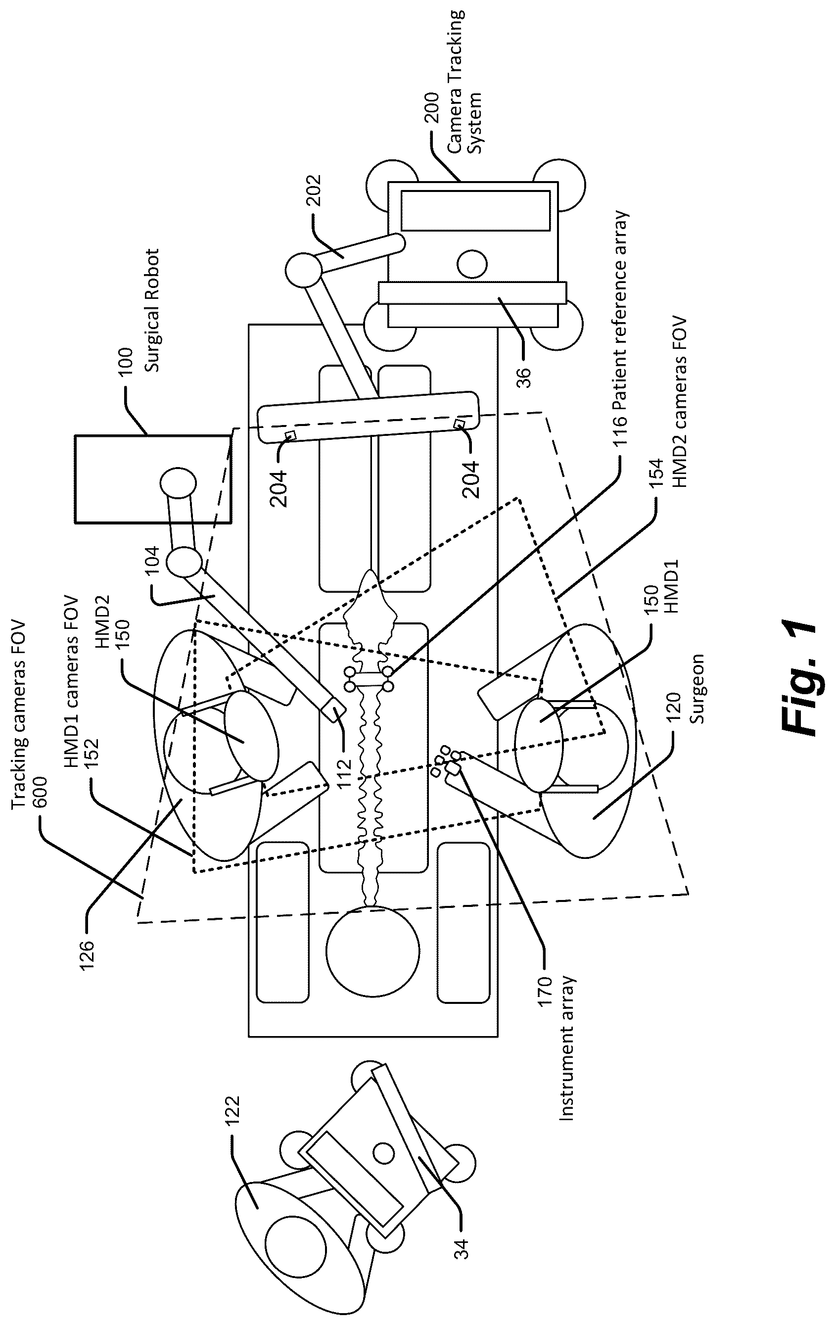 Patent US12318150 Figure 1 – Camera tracking system for computer assisted surgery navigation