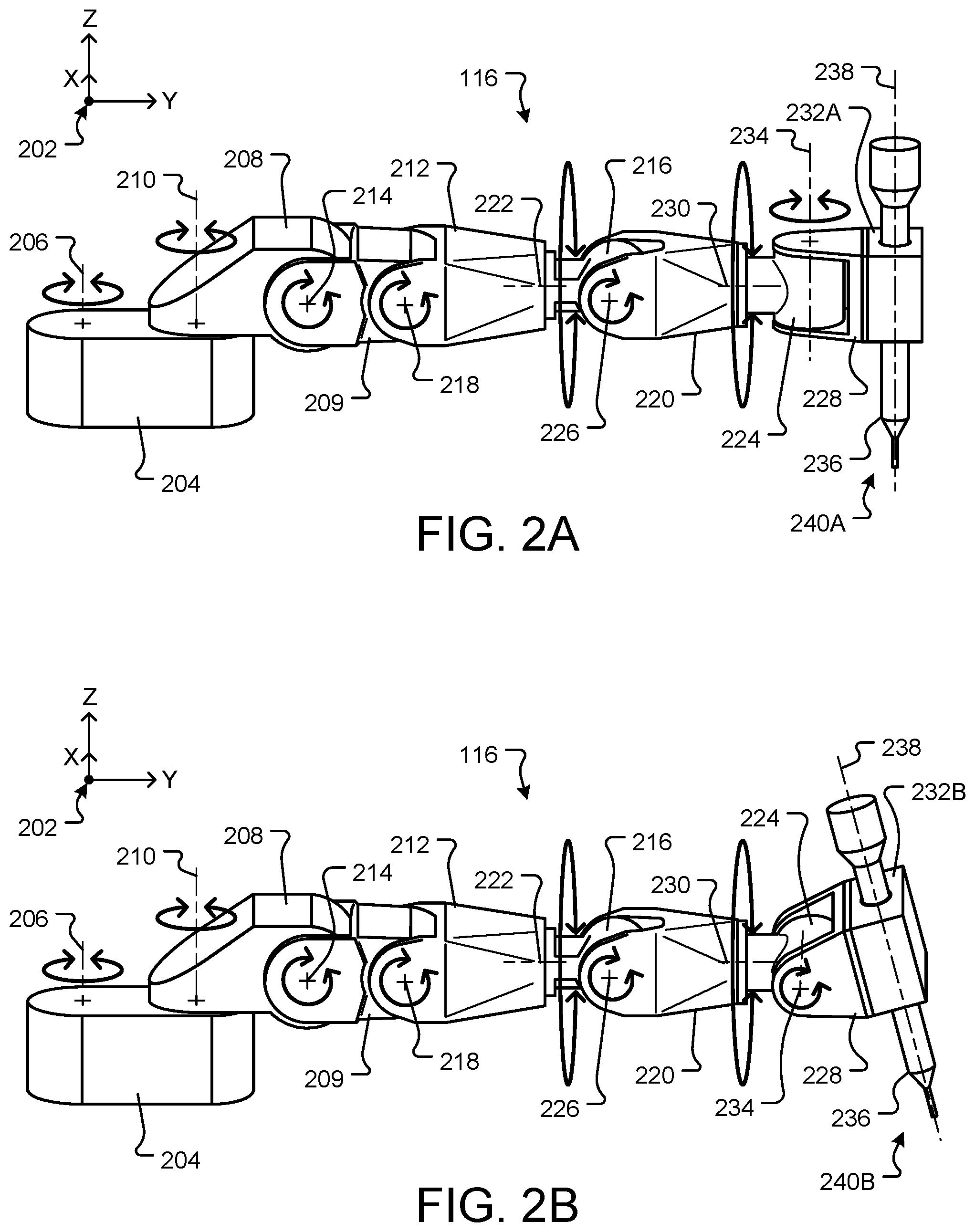 Patent US12318157 Figure 2 – Multiple end effector interfaces coupled with different kinematics