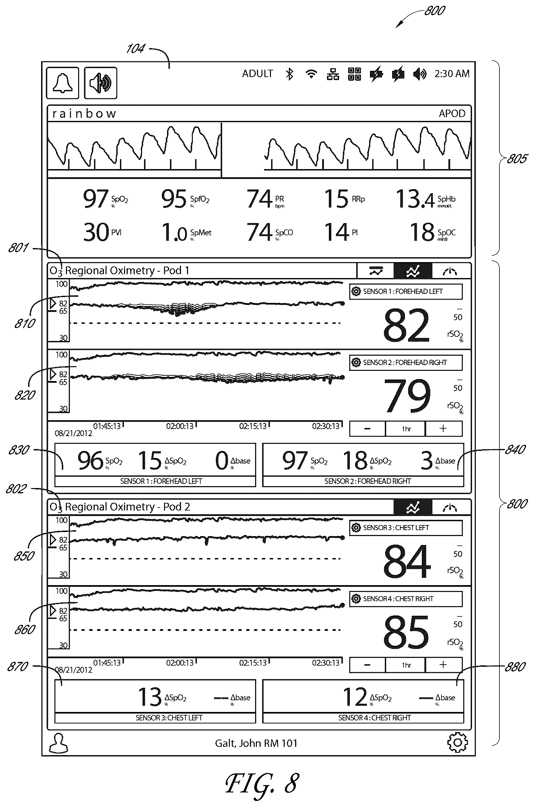 Patent US12318196 Figure 10 – Regional oximetry user interface