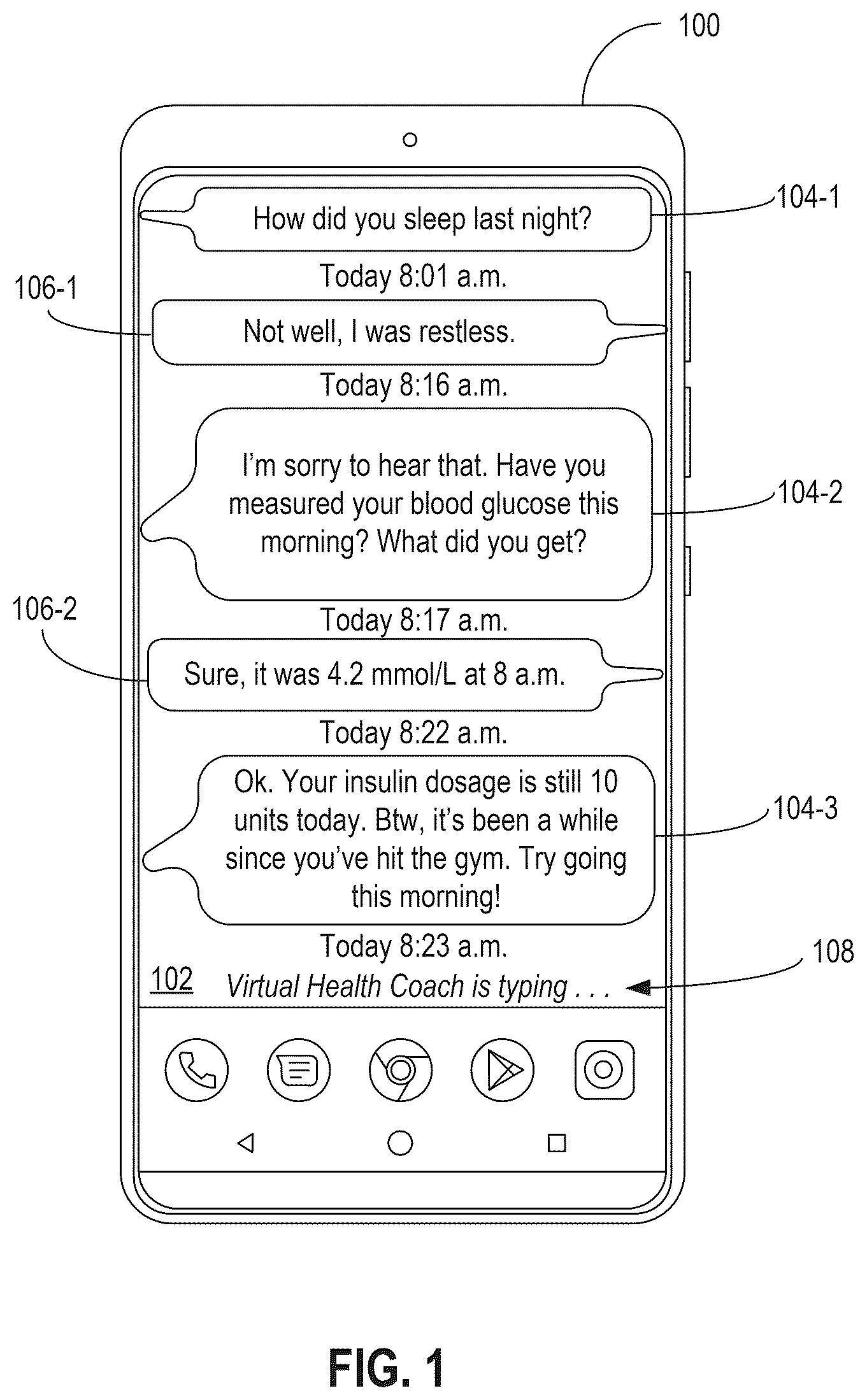 Patent US12318218 — Virtual health coach for facilitating dynamic dosage titration — Figure 1