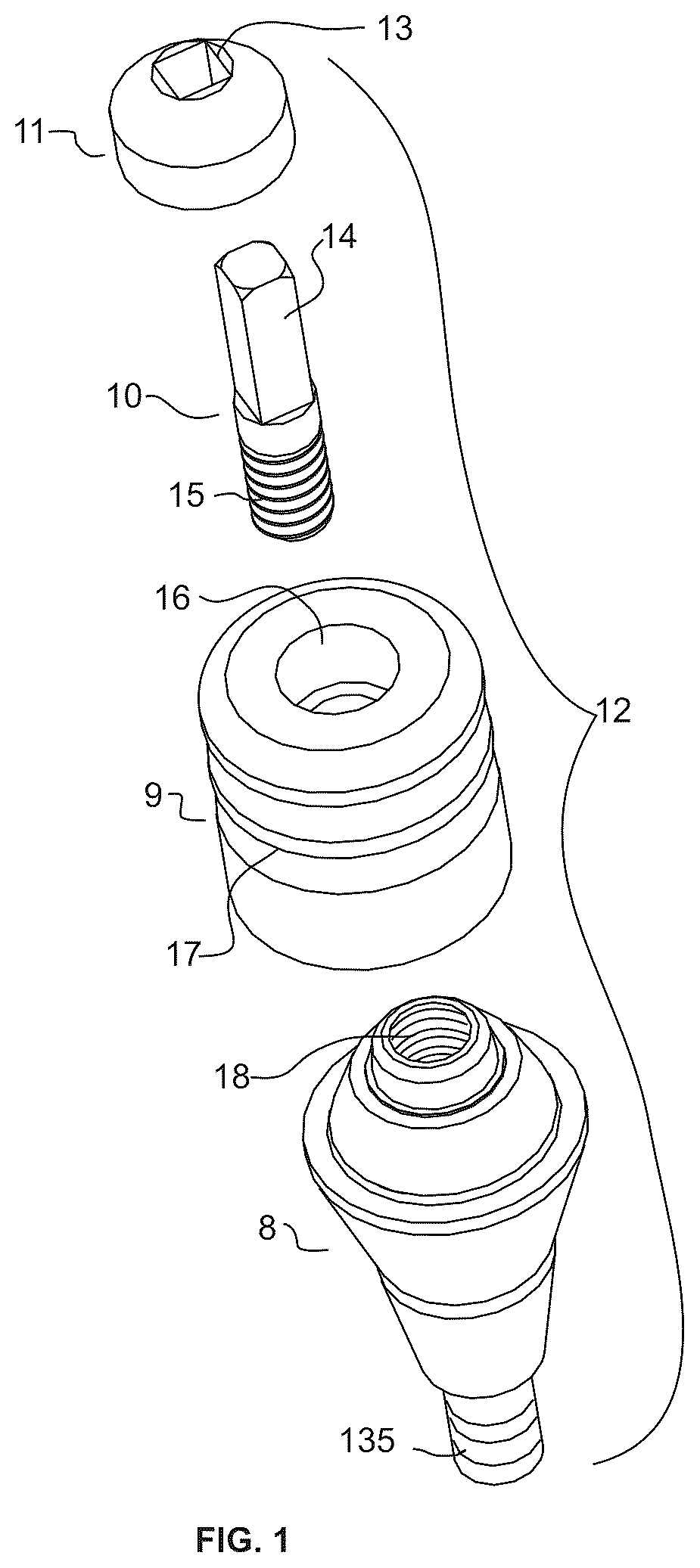 Patent US12318266 Figure 1 – Screw-attached pick-up dental coping systems and methods