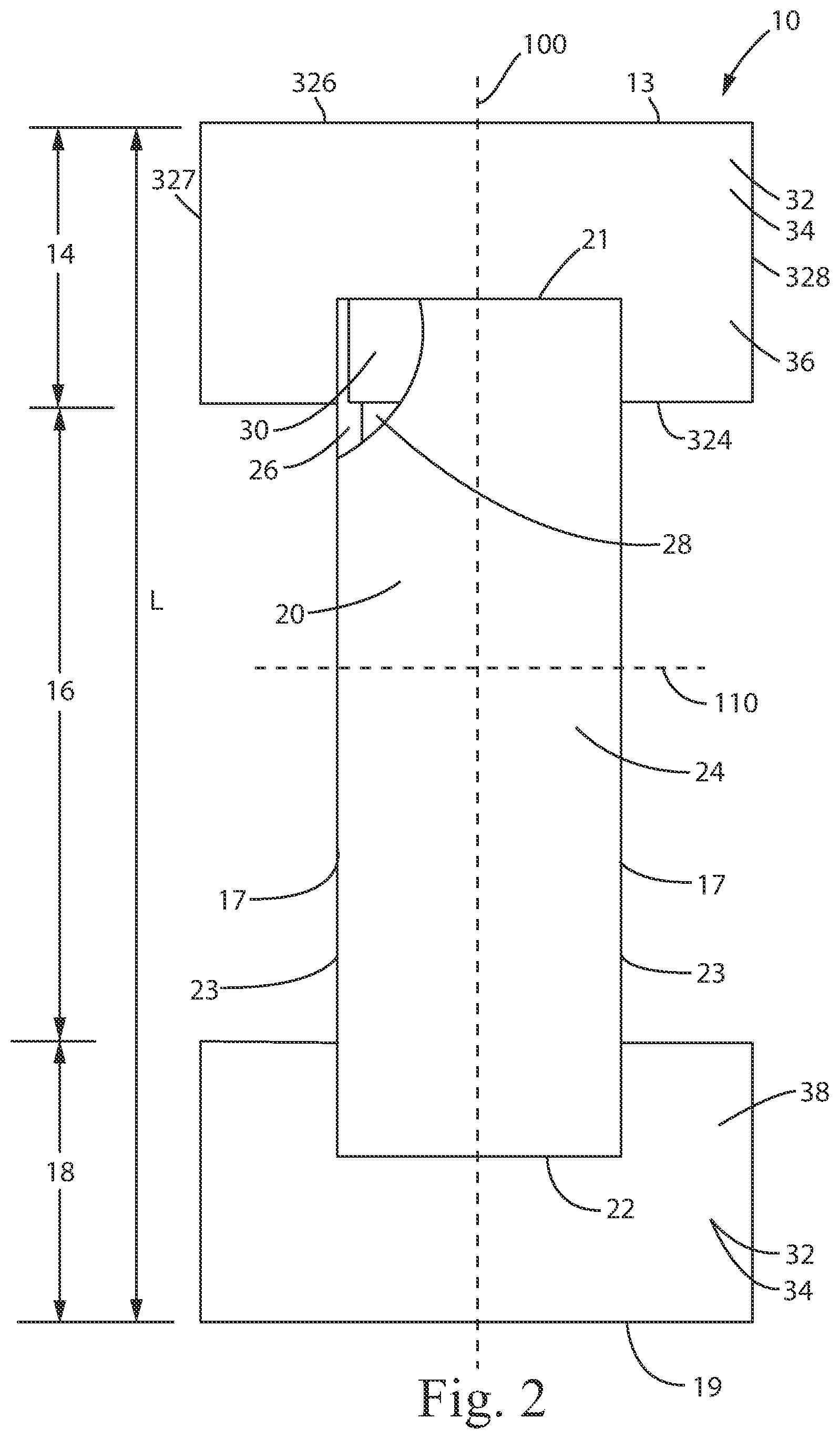 Patent US12318273 Figure 2 – Absorbent article with absorbent core