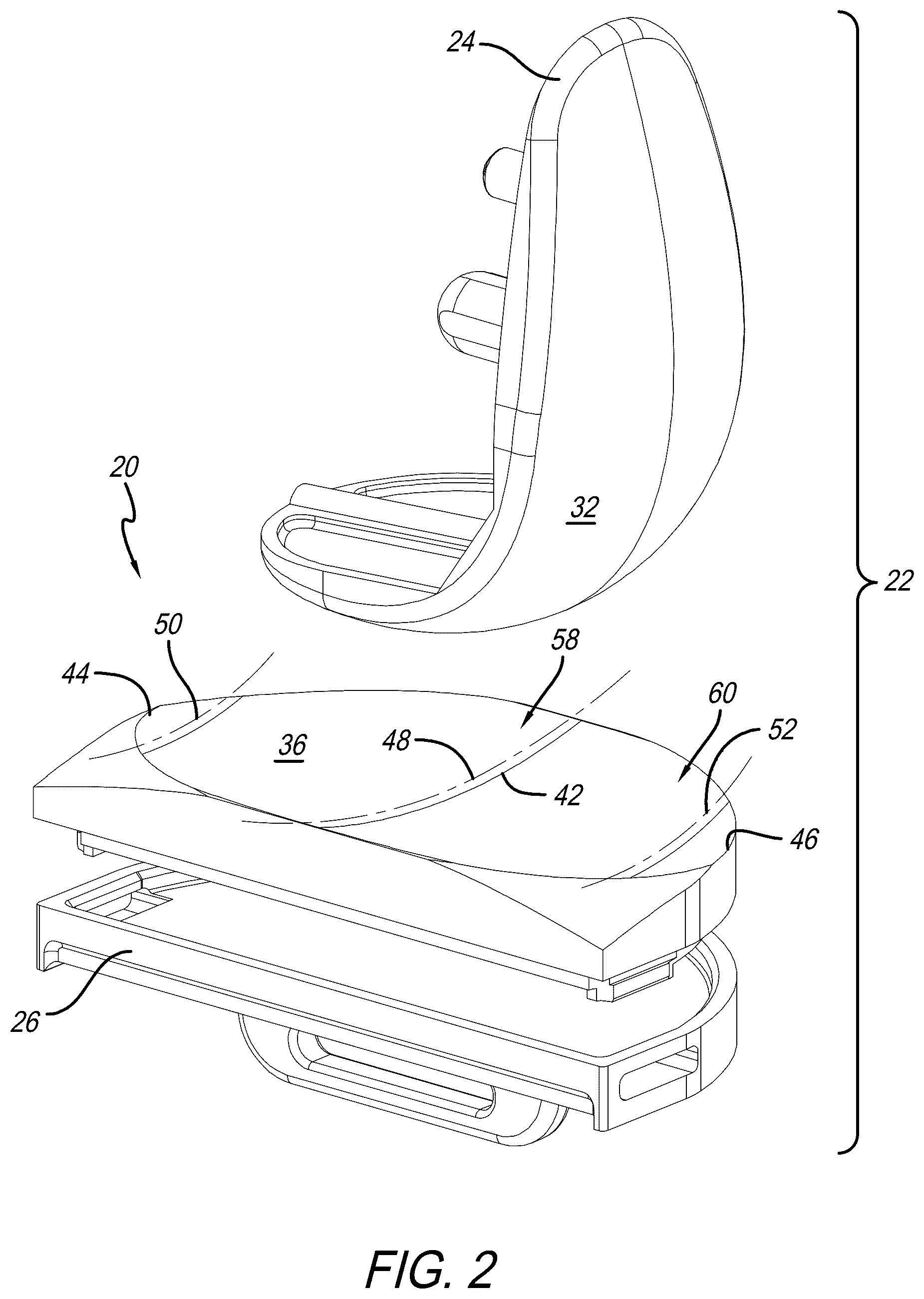 Patent US12318300 Figure 2 – Tibial insert with variable articular surface