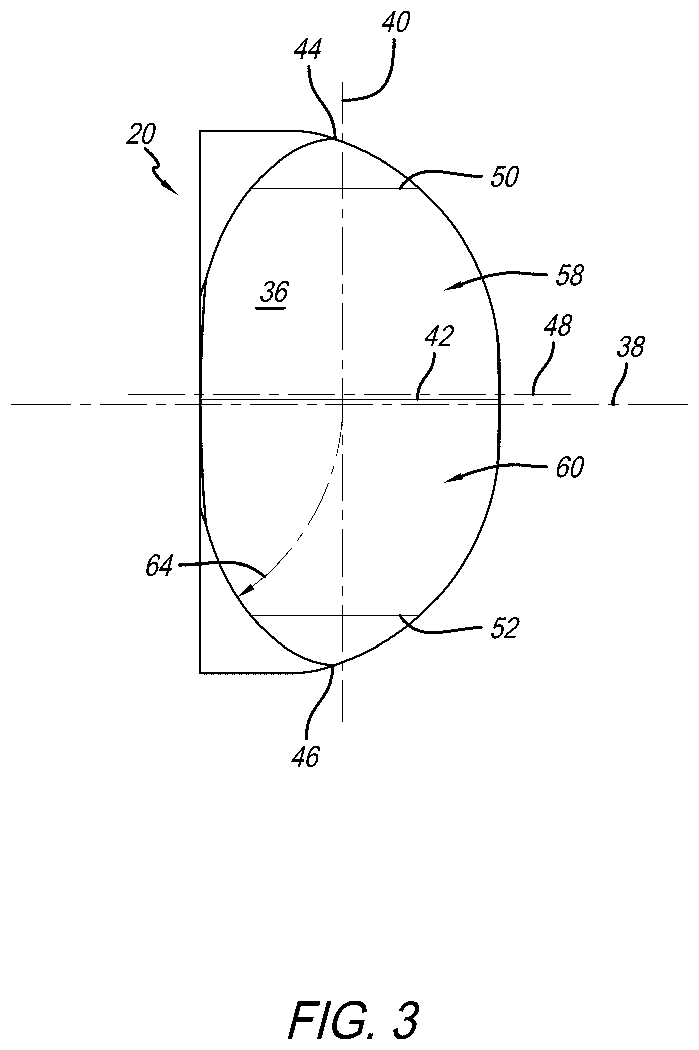 Patent US12318300 Figure 3 – Tibial insert with variable articular surface