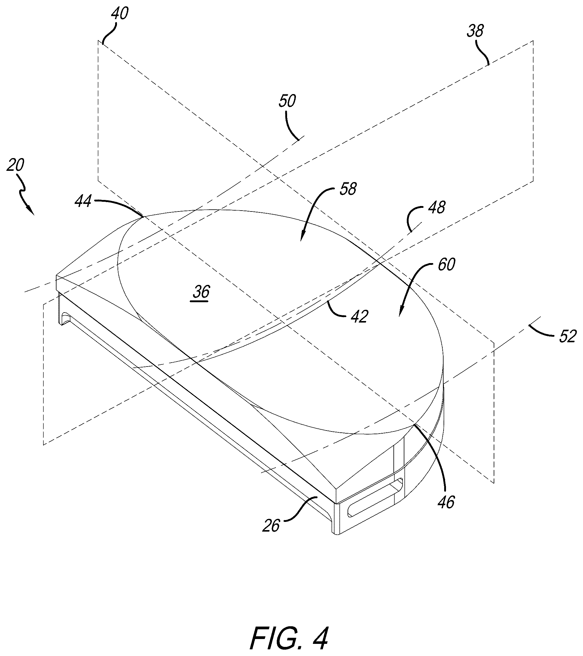 Patent US12318300 Figure 4 – Tibial insert with variable articular surface