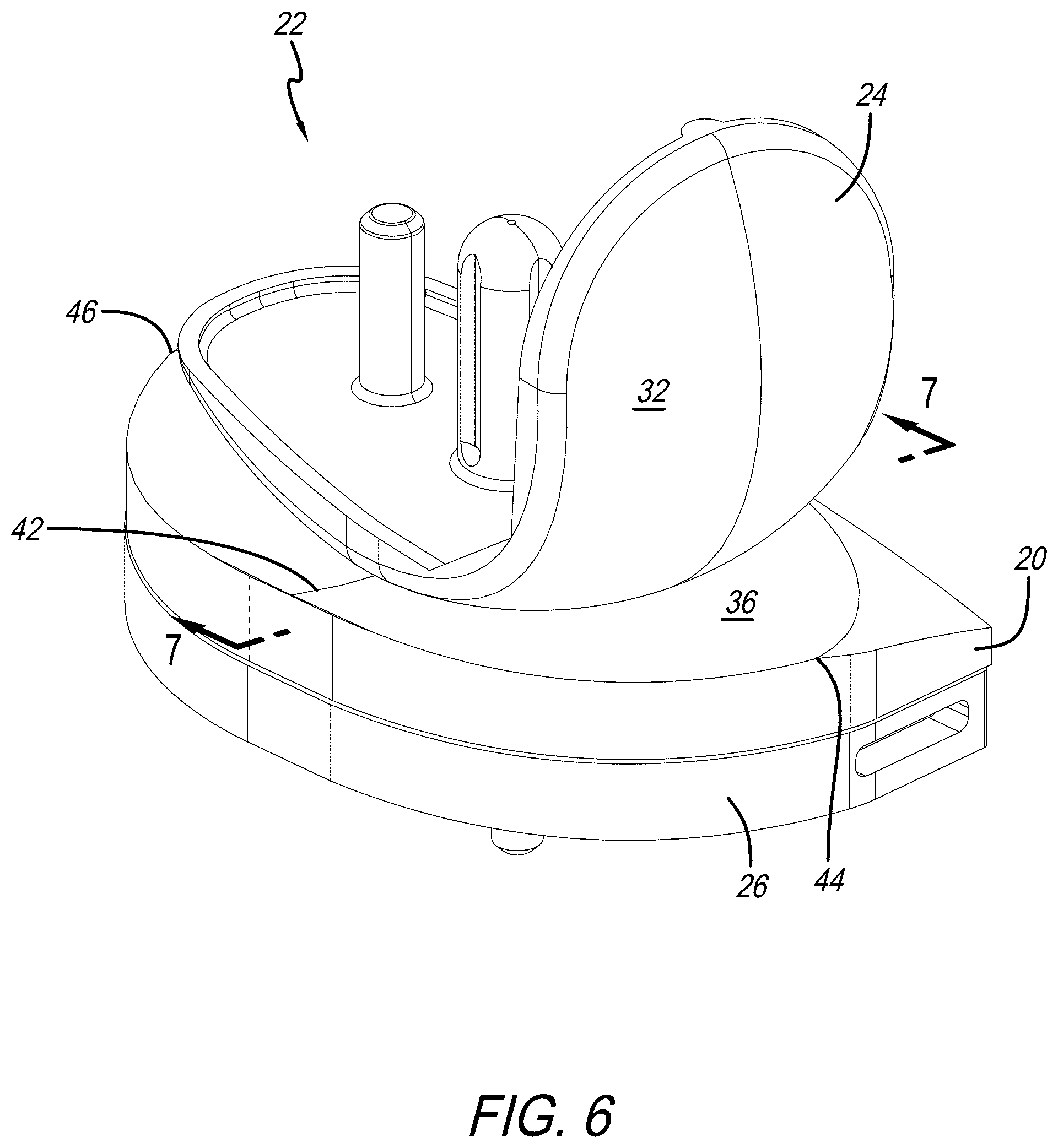 Patent US12318300 Figure 6 – Tibial insert with variable articular surface