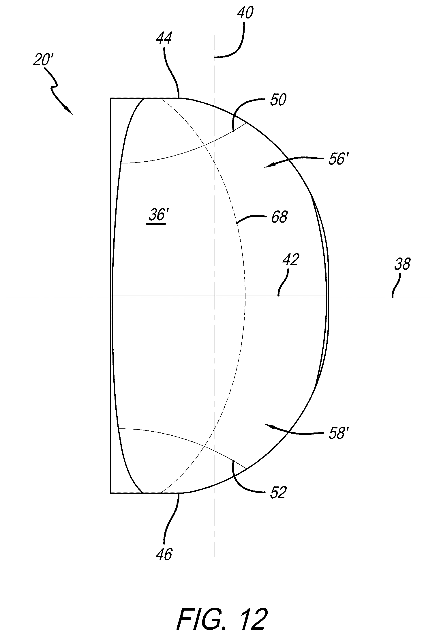Patent US12318300 Figure 12 – Tibial insert with variable articular surface
