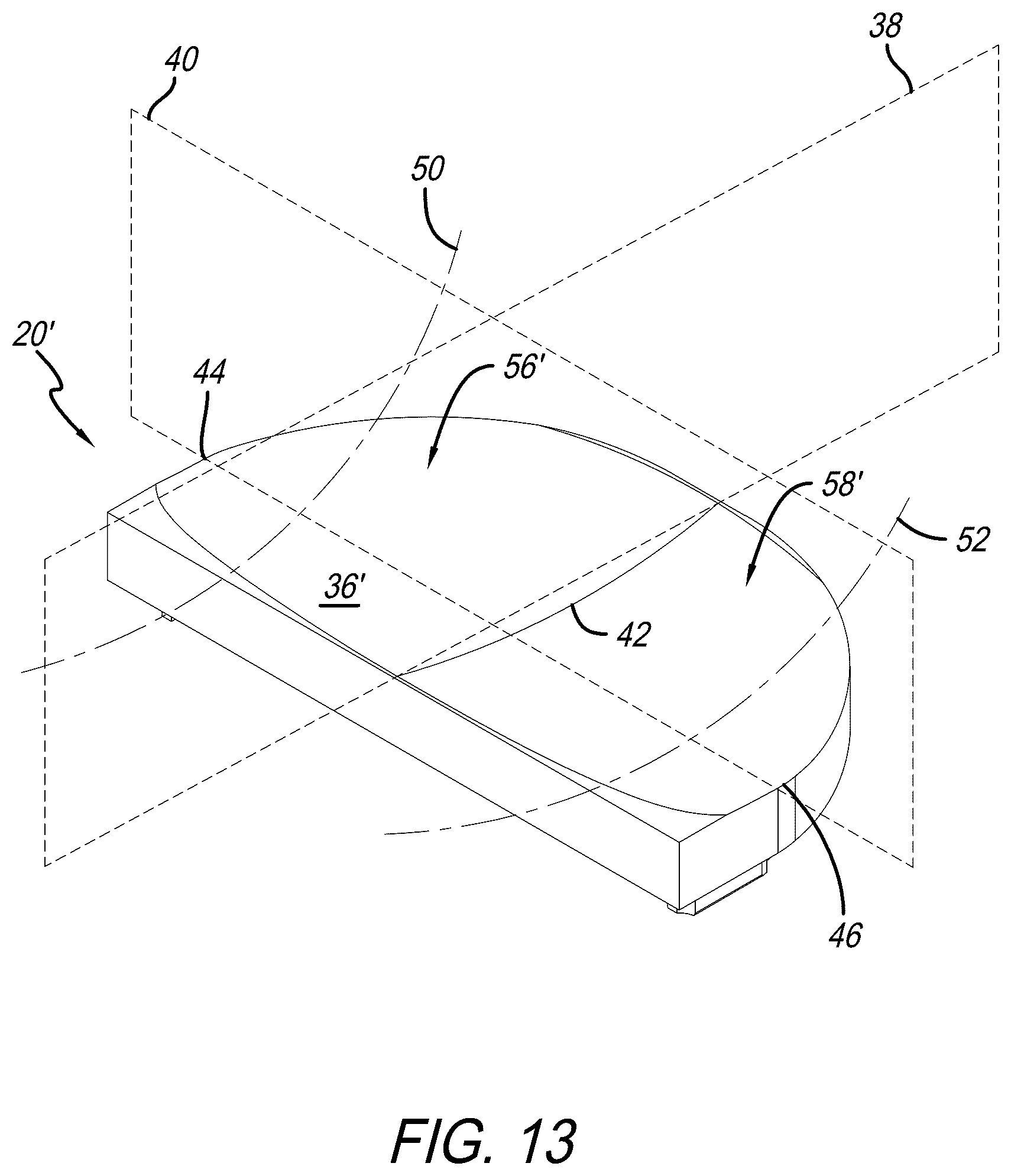Patent US12318300 Figure 13 – Tibial insert with variable articular surface