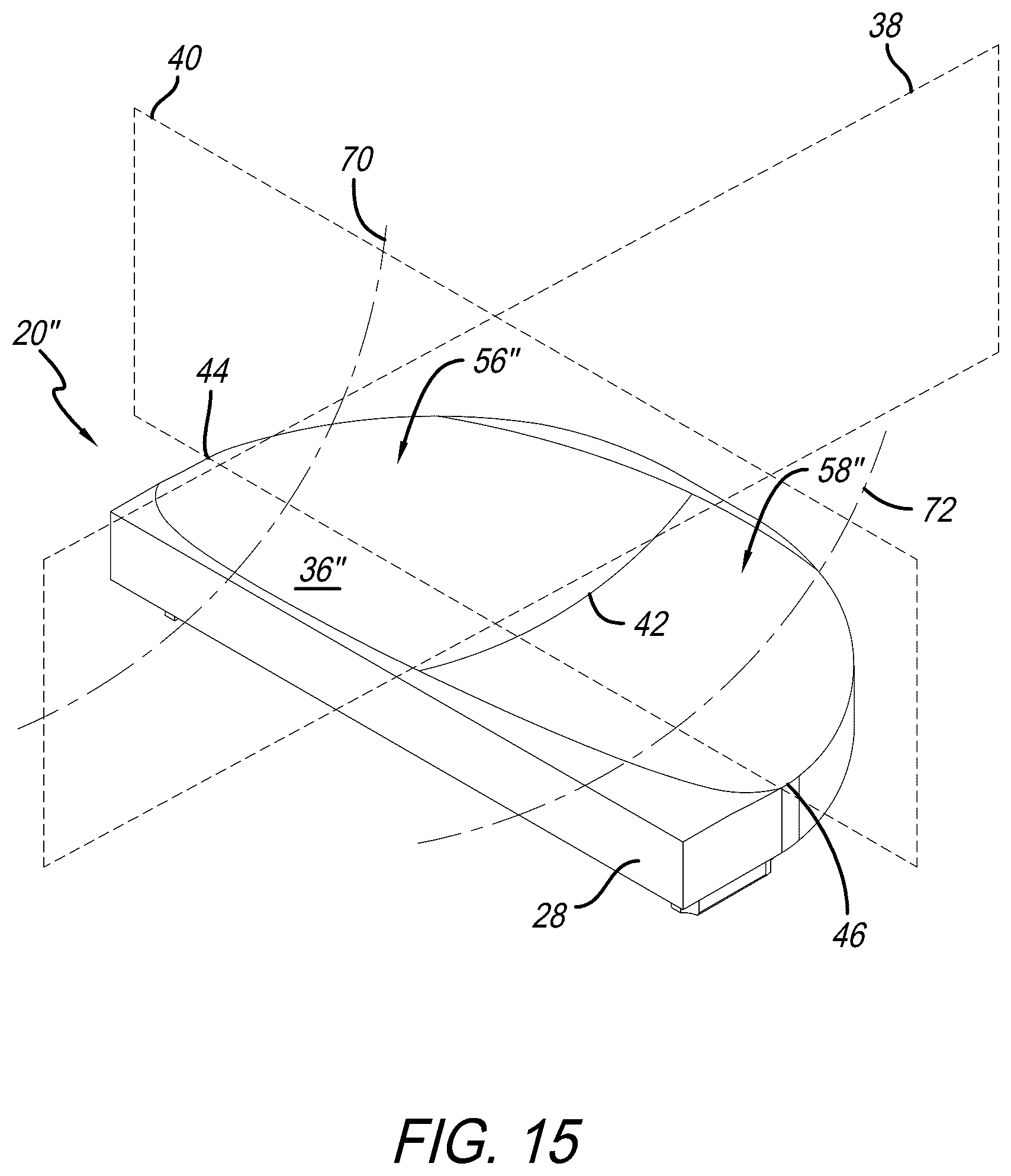 Patent US12318300 Figure 15 – Tibial insert with variable articular surface