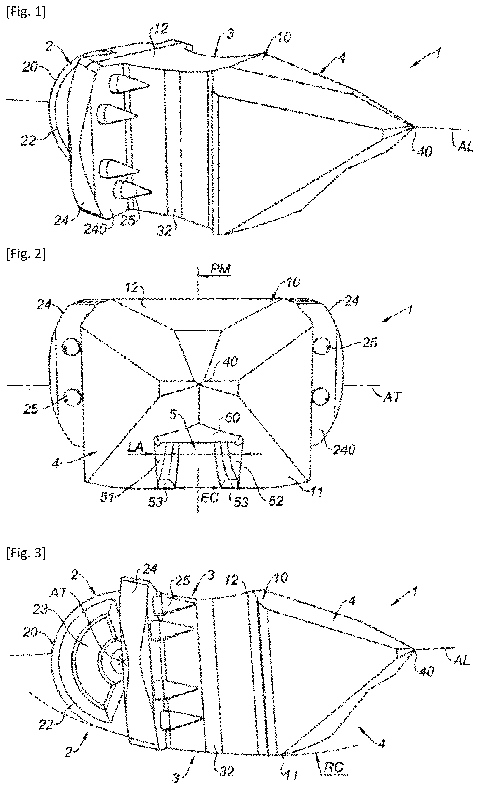 Patent US12318302 Figure 1 – Interspinous implant and associated implantation ancillary