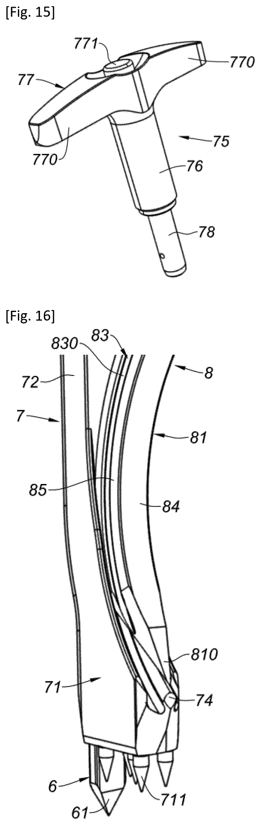 Patent US12318302 Figure 7 – Interspinous implant and associated implantation ancillary