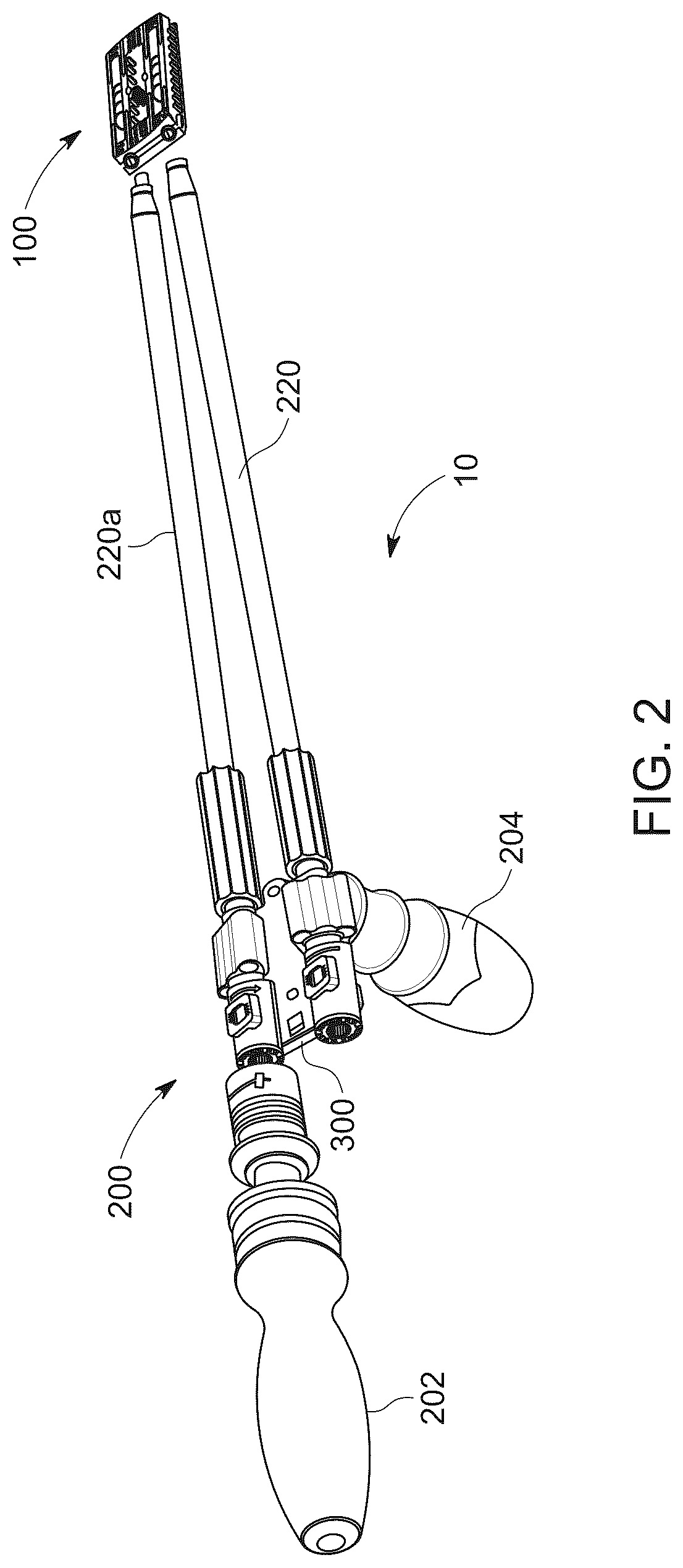 Patent US12318312 Figure 2 – Surgical instrument for operating spinal implant system with dual axis adjustability and method of operating same