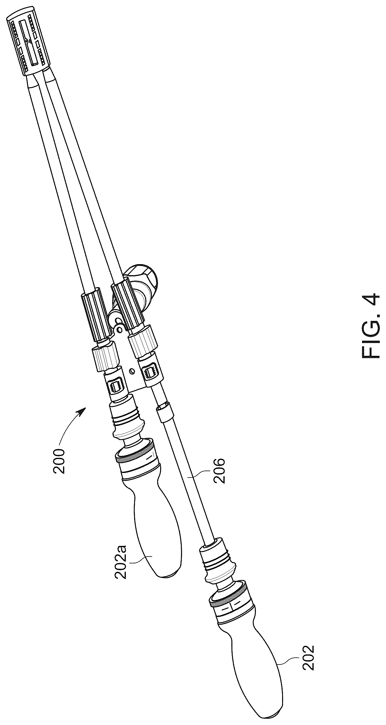 Patent US12318312 Figure 4 – Surgical instrument for operating spinal implant system with dual axis adjustability and method of operating same