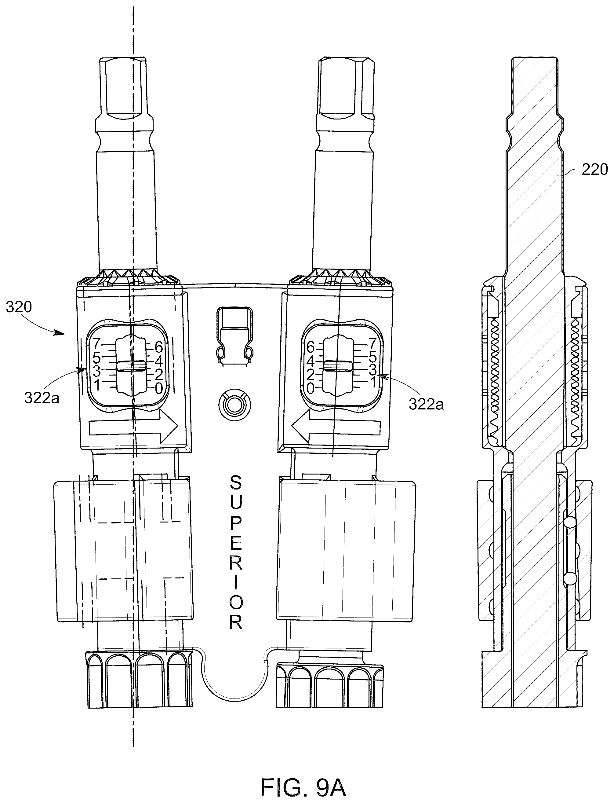 Patent US12318312 Figure 9 – Surgical instrument for operating spinal implant system with dual axis adjustability and method of operating same