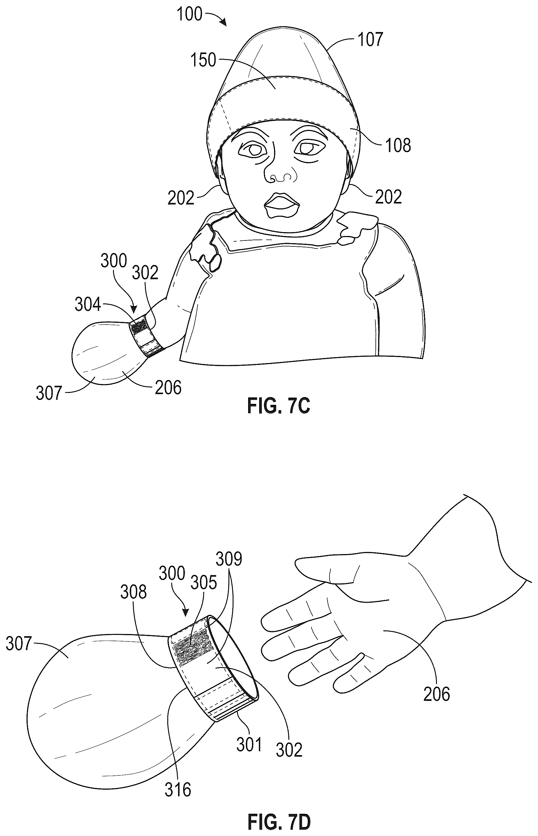 Patent US12318319 Figure 4 – Compression band for mittens and ears