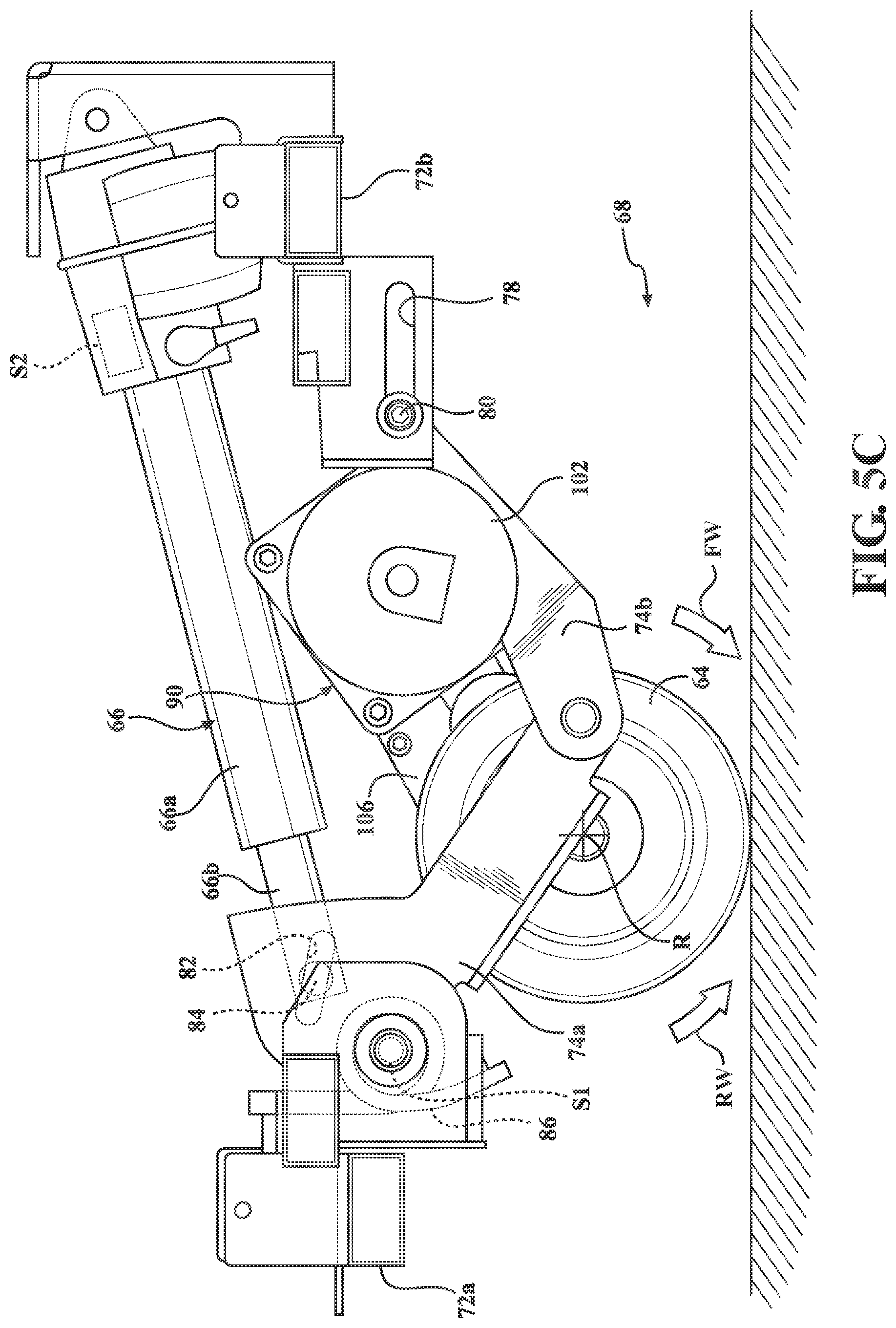 Patent US12318332 Figure 7 – Patient transport apparatus with controlled auxiliary wheel speed