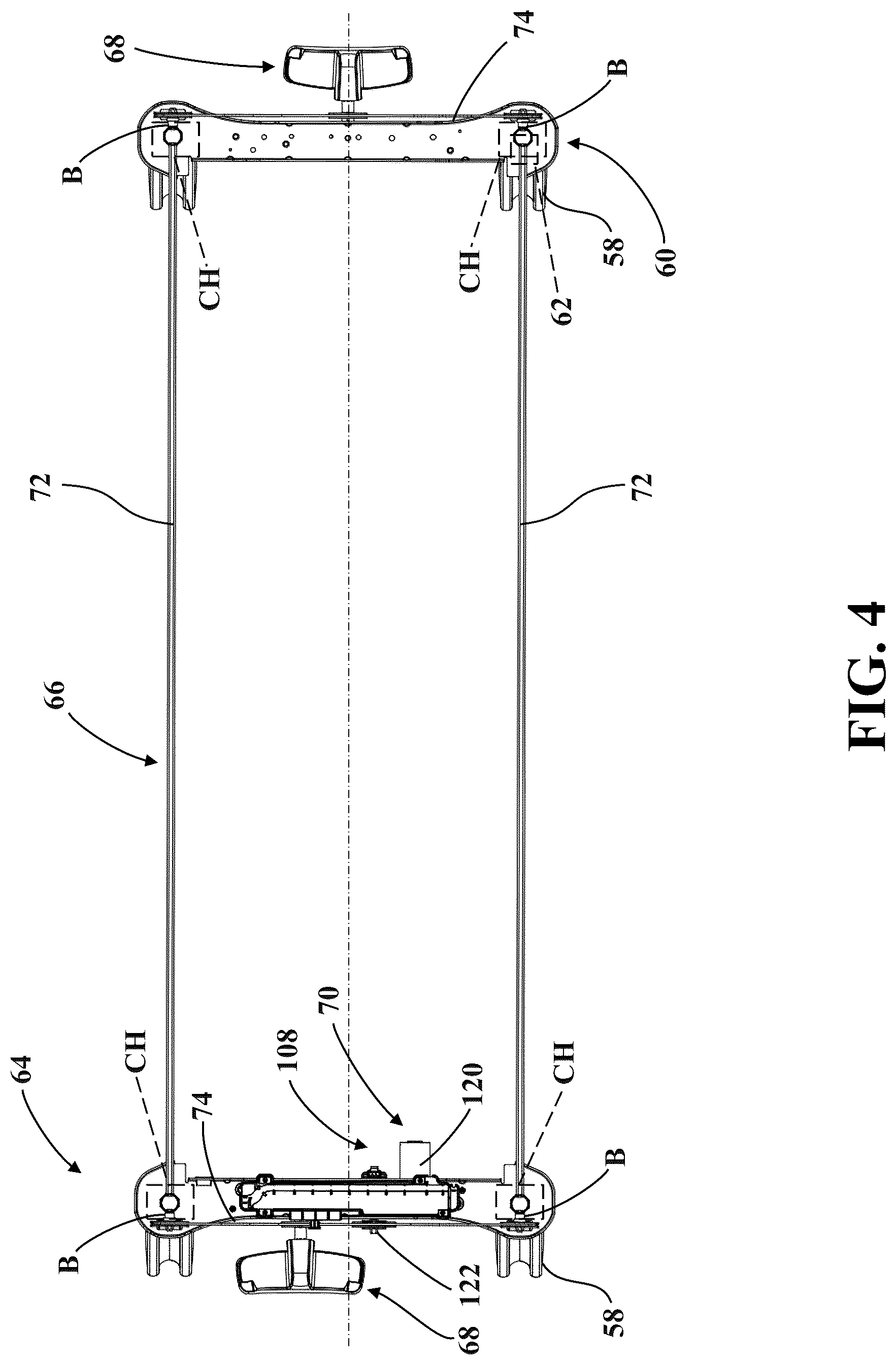 Patent US12318337 Figure 4 – Patient transport apparatus with electro-mechanical braking system
