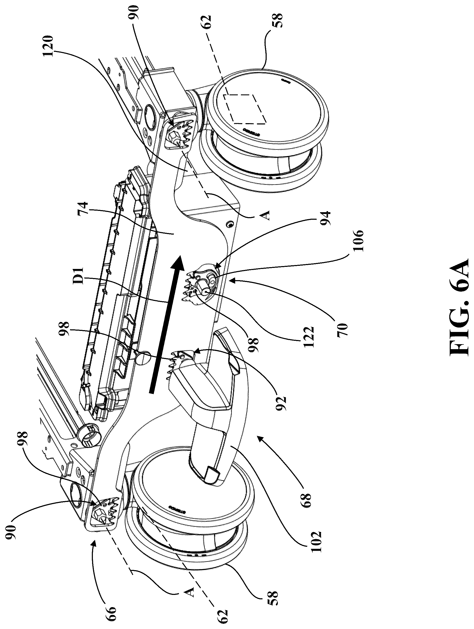 Patent US12318337 Figure 7 – Patient transport apparatus with electro-mechanical braking system