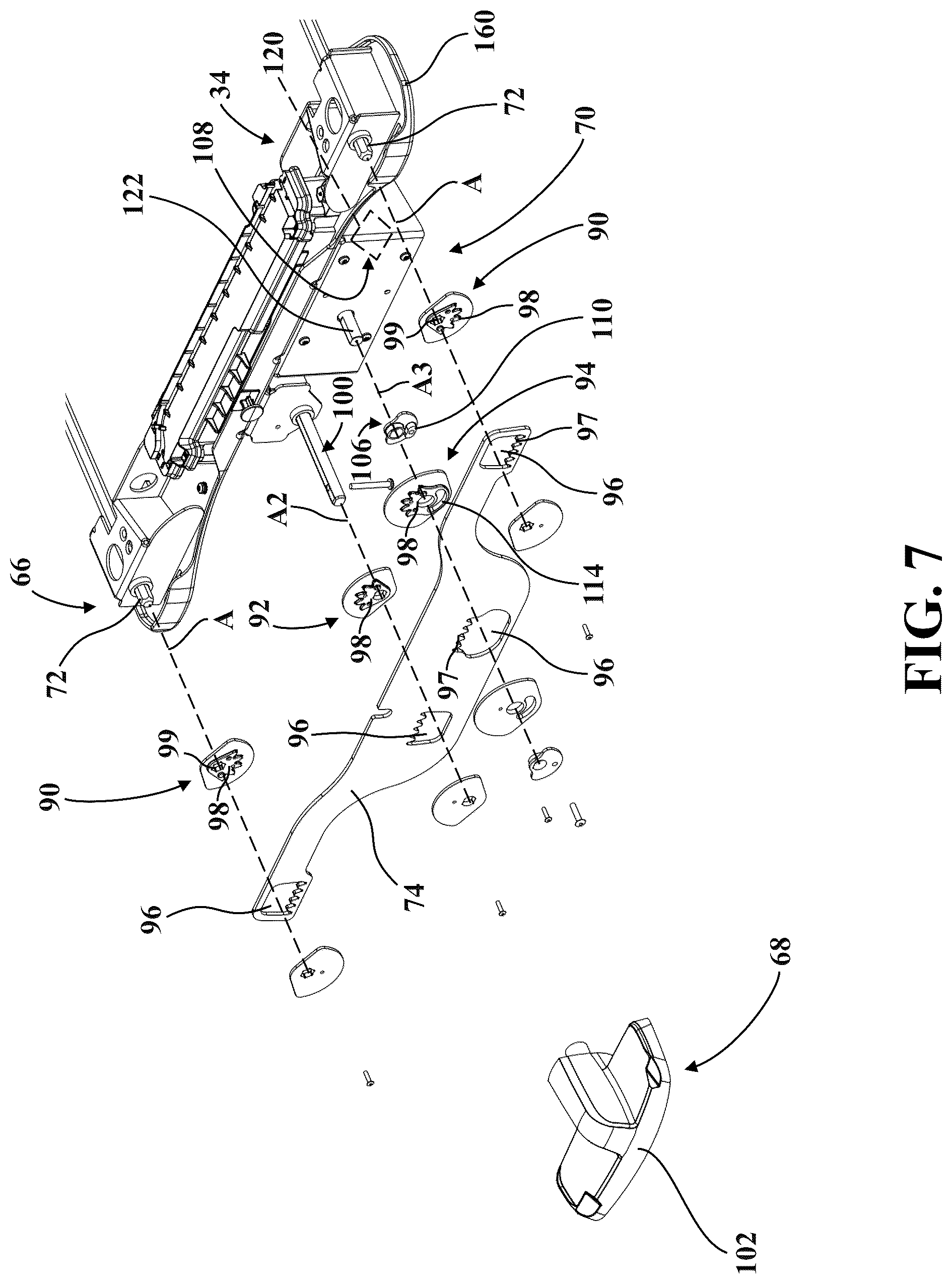 Patent US12318337 Figure 10 – Patient transport apparatus with electro-mechanical braking system