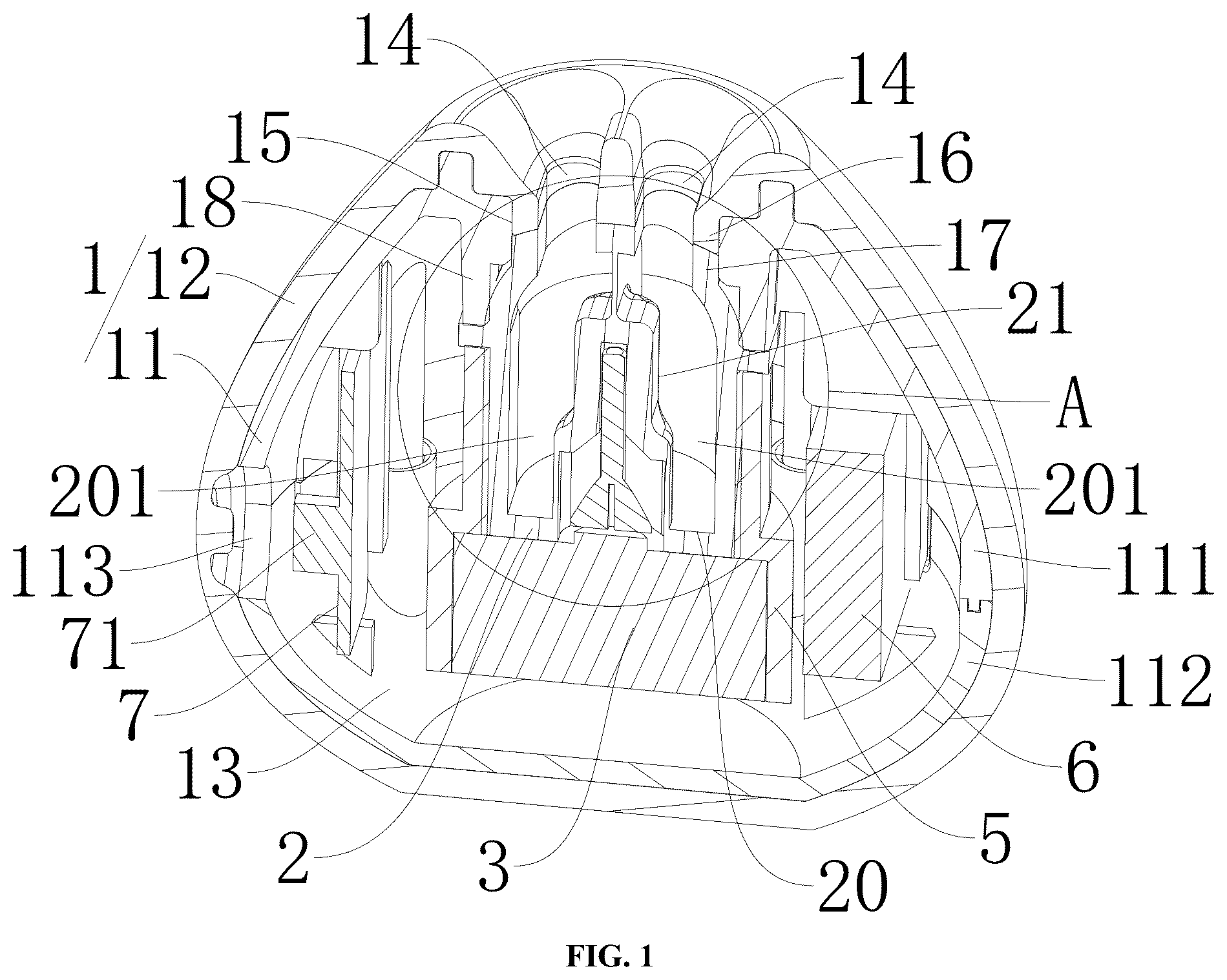 Patent US12318352 Figure 1 – Massager