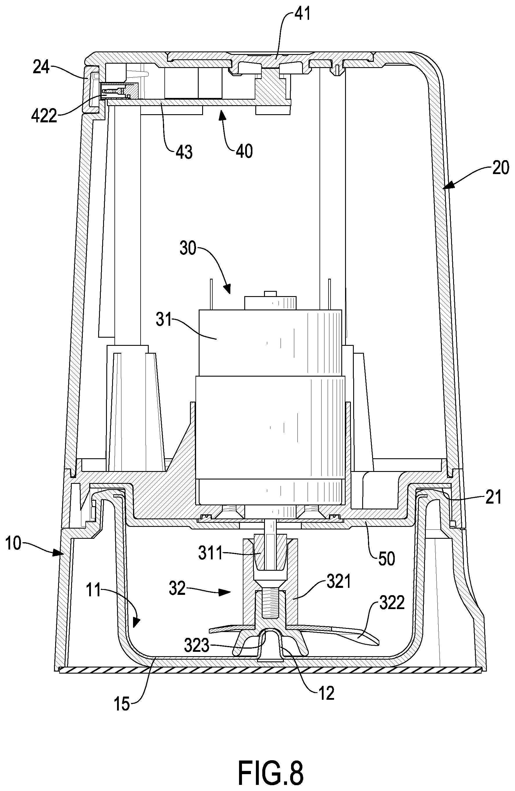 Patent US12318354 Figure 8 – Electric medicine grinder