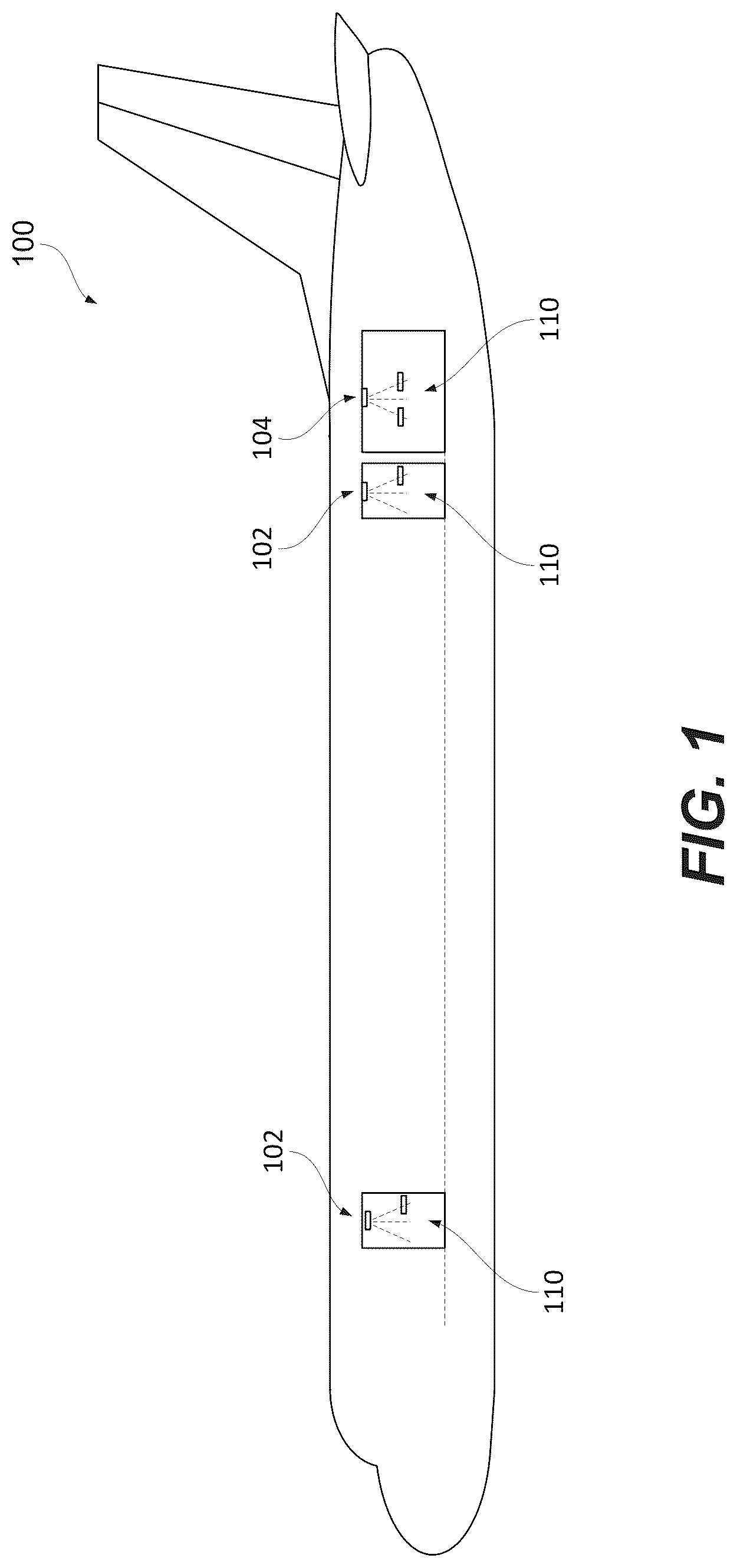 Patent US12318494 Figure 1 – Methods and systems for UV-based aircraft decontamination