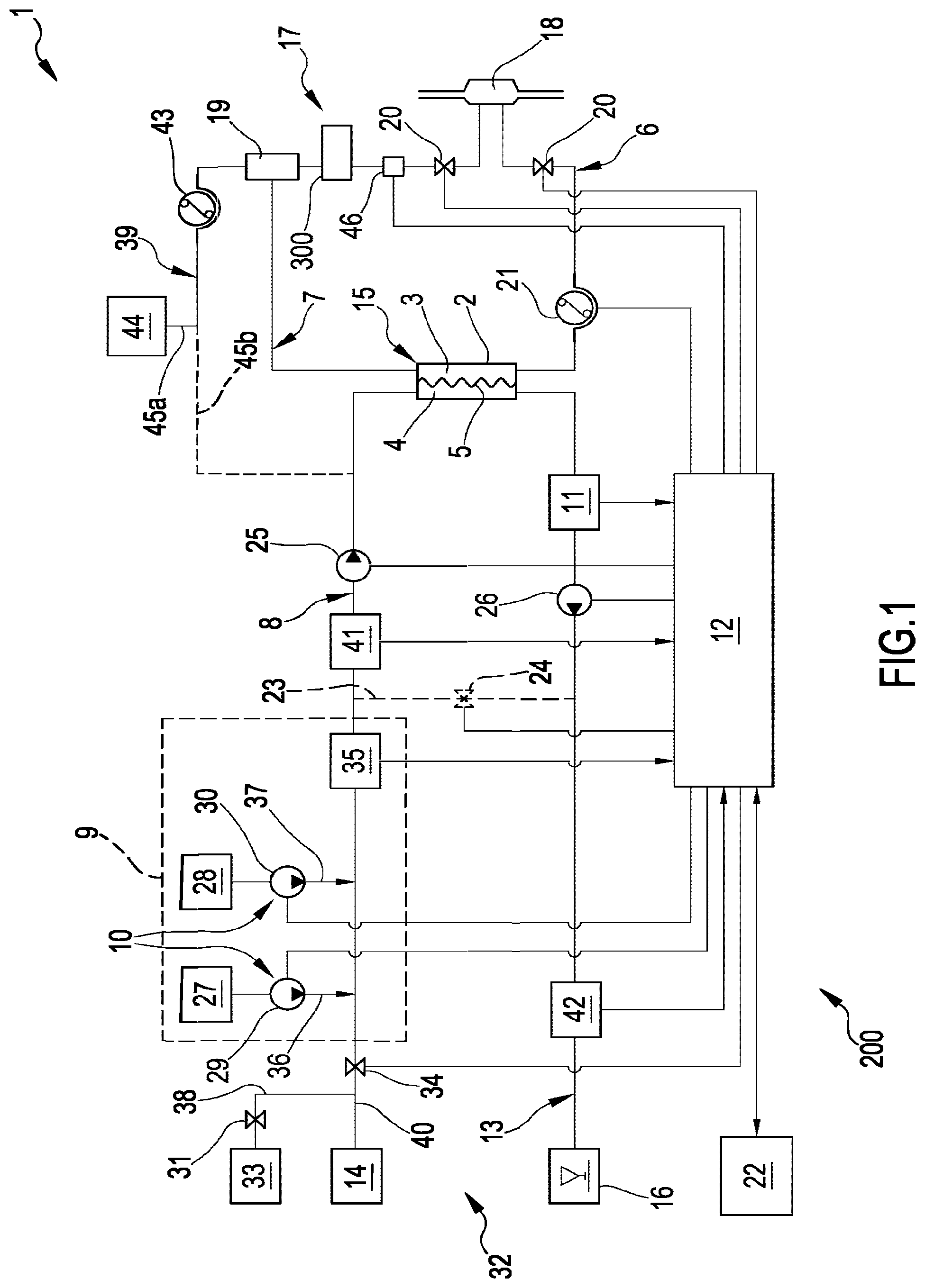 Patent US12318520 Figure 1 – Container for fluids and apparatus for temperature control, e.g. warming, of medical fluids