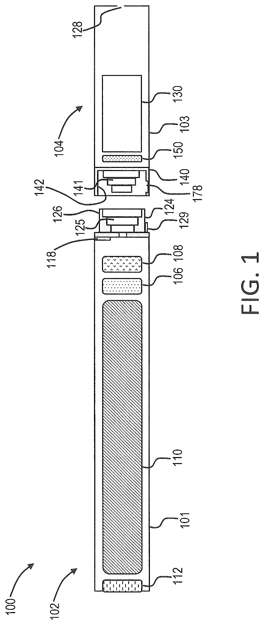 Patent US12318535 Figure 1 – Aerosol delivery device with microfluidic delivery component