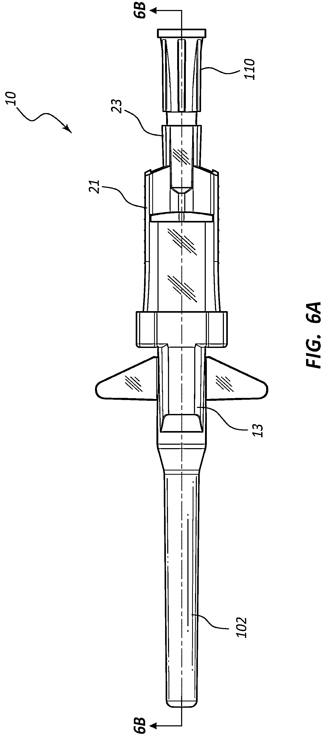 Patent US12318559 Figure 6 – Ported IV catheter having external needle shield and internal blood control septum
