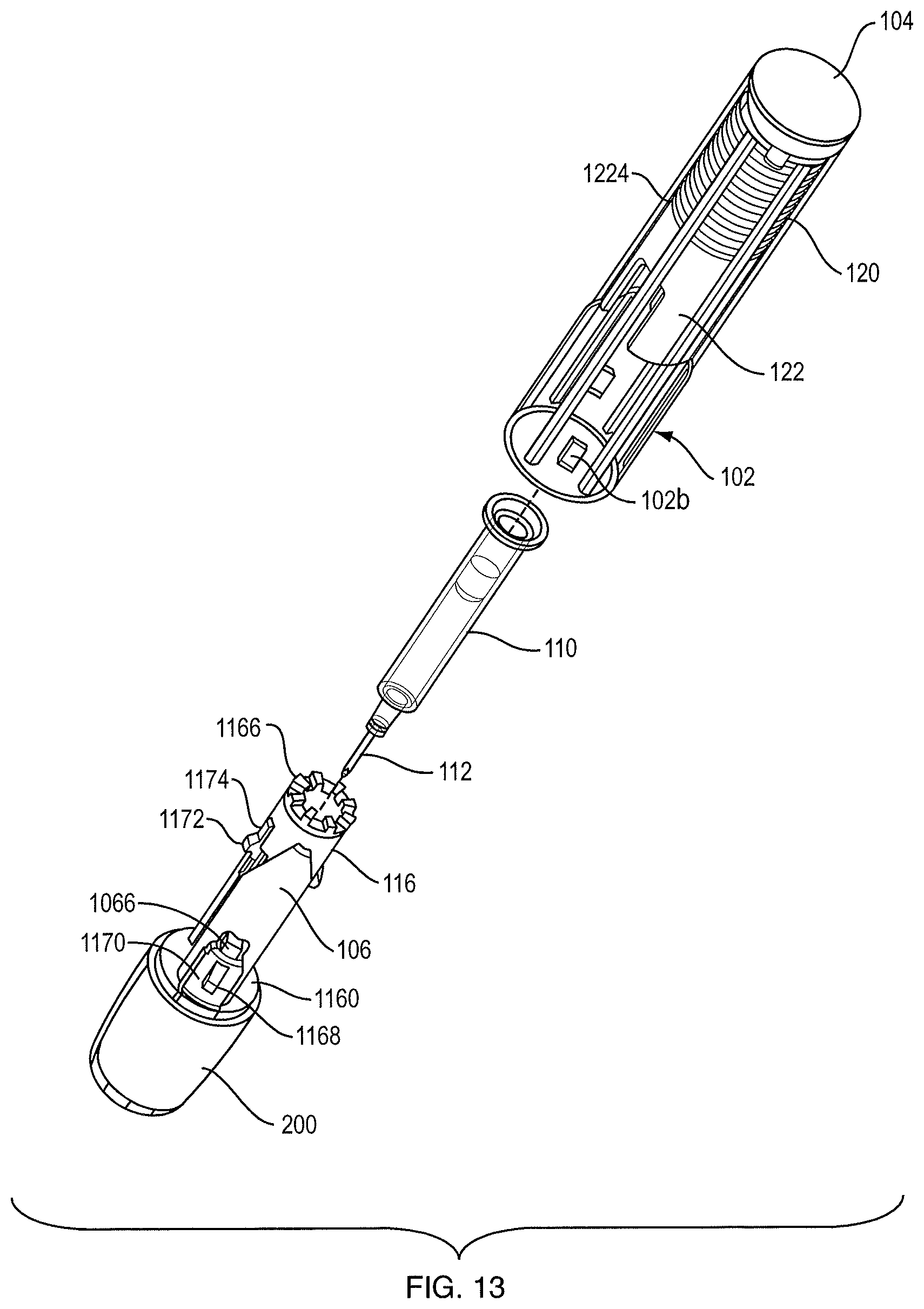 Patent US12318581 Figure 14 – Needle assisted injection device having reduced trigger force