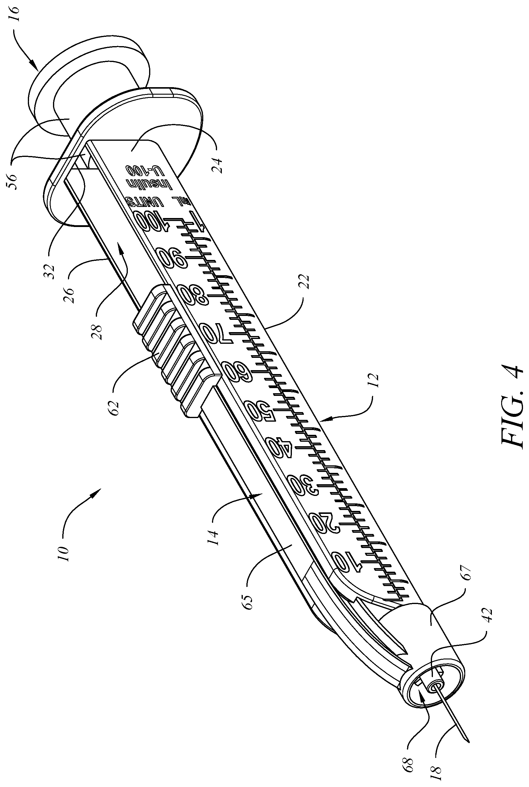 Patent US12318598 Figure 4 – Medical syringe