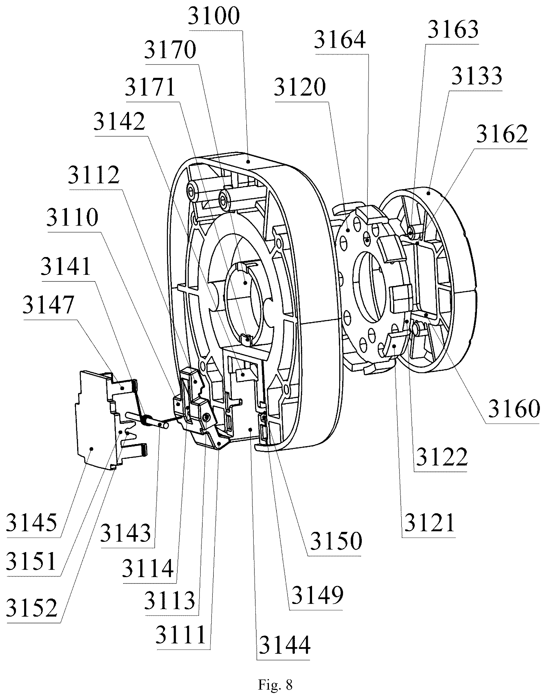 Patent US12318650 Figure 8 – Locking mechanism for dumbbell and dumbbell using the same